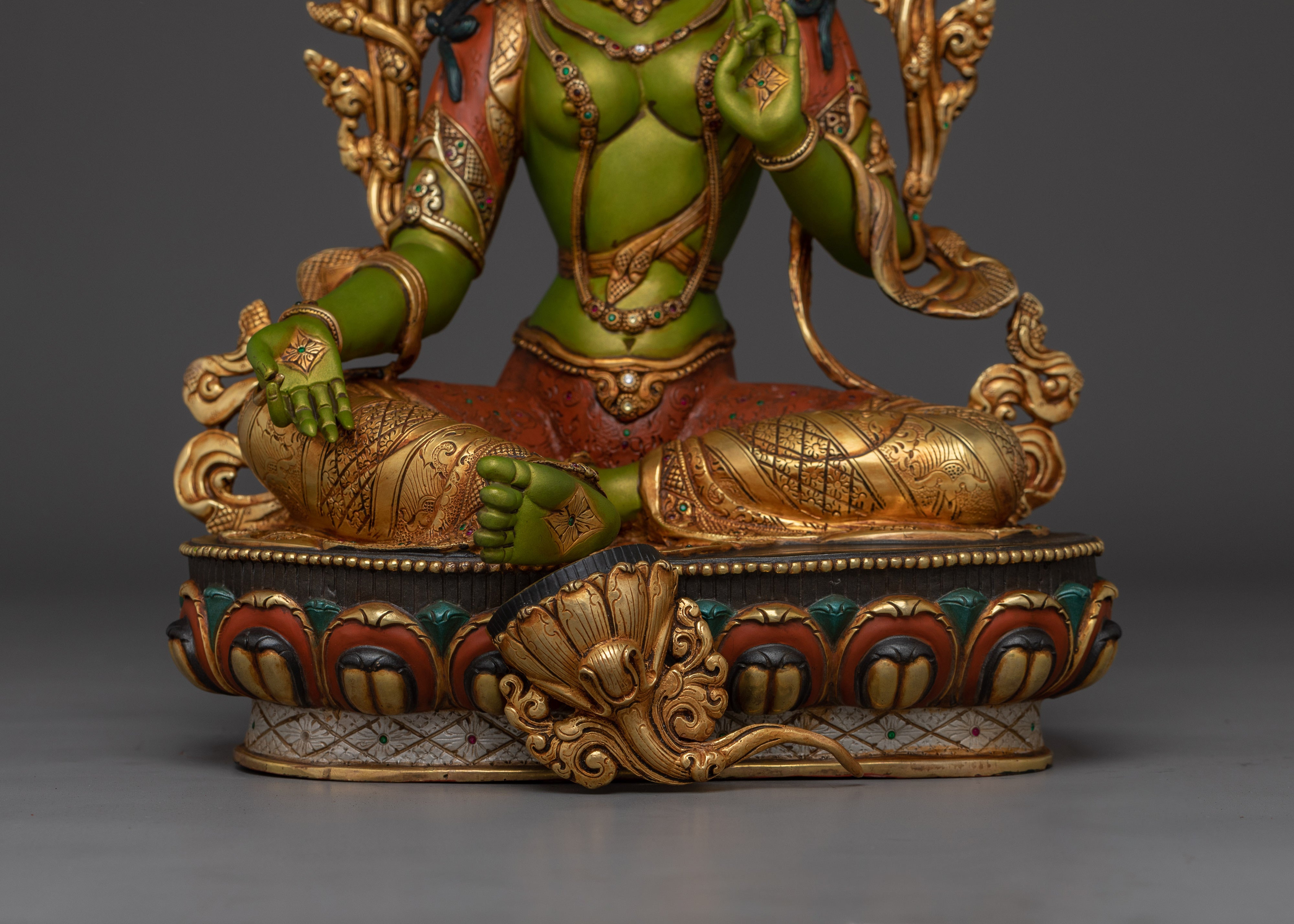 Handmade Buddhist Green Tara Art | Compassionate Goddess