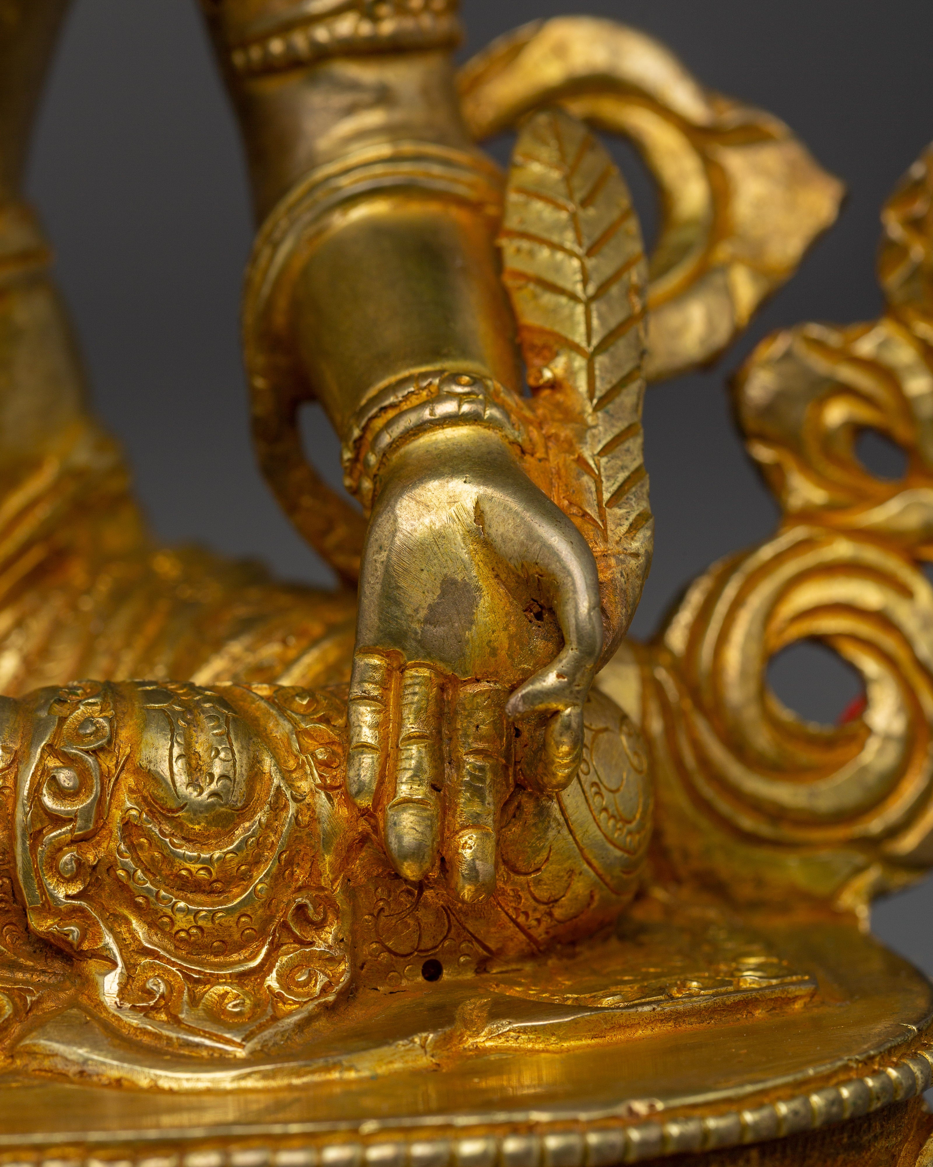 Handmade Ksitigarbha Copper Statue With 24K Gold | Meditation and Spiritual Spaces