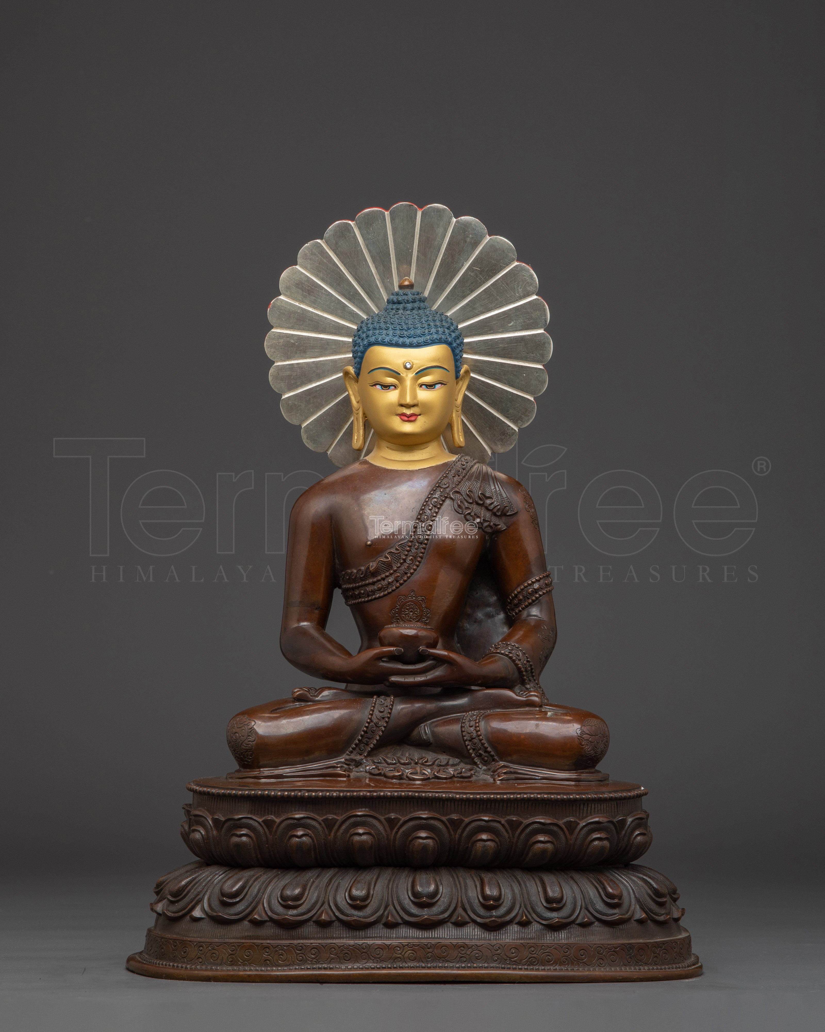 Elegant Copper Amitabha Buddha Statue | TIbetan Spiritual Meditation Decor