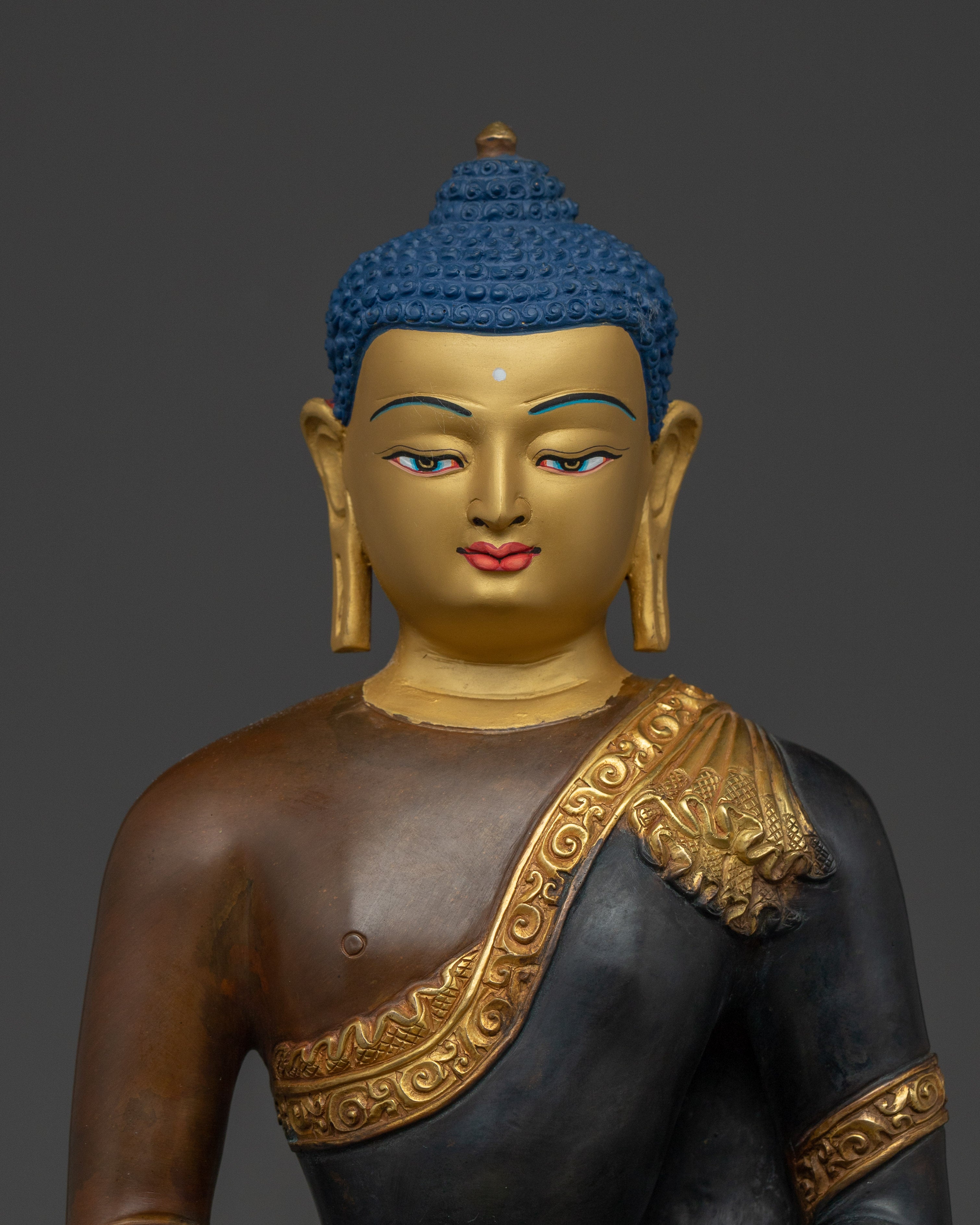 Infinite Life Amitabha Buddha Statue | Oxidized and Gold Gilded Artwork