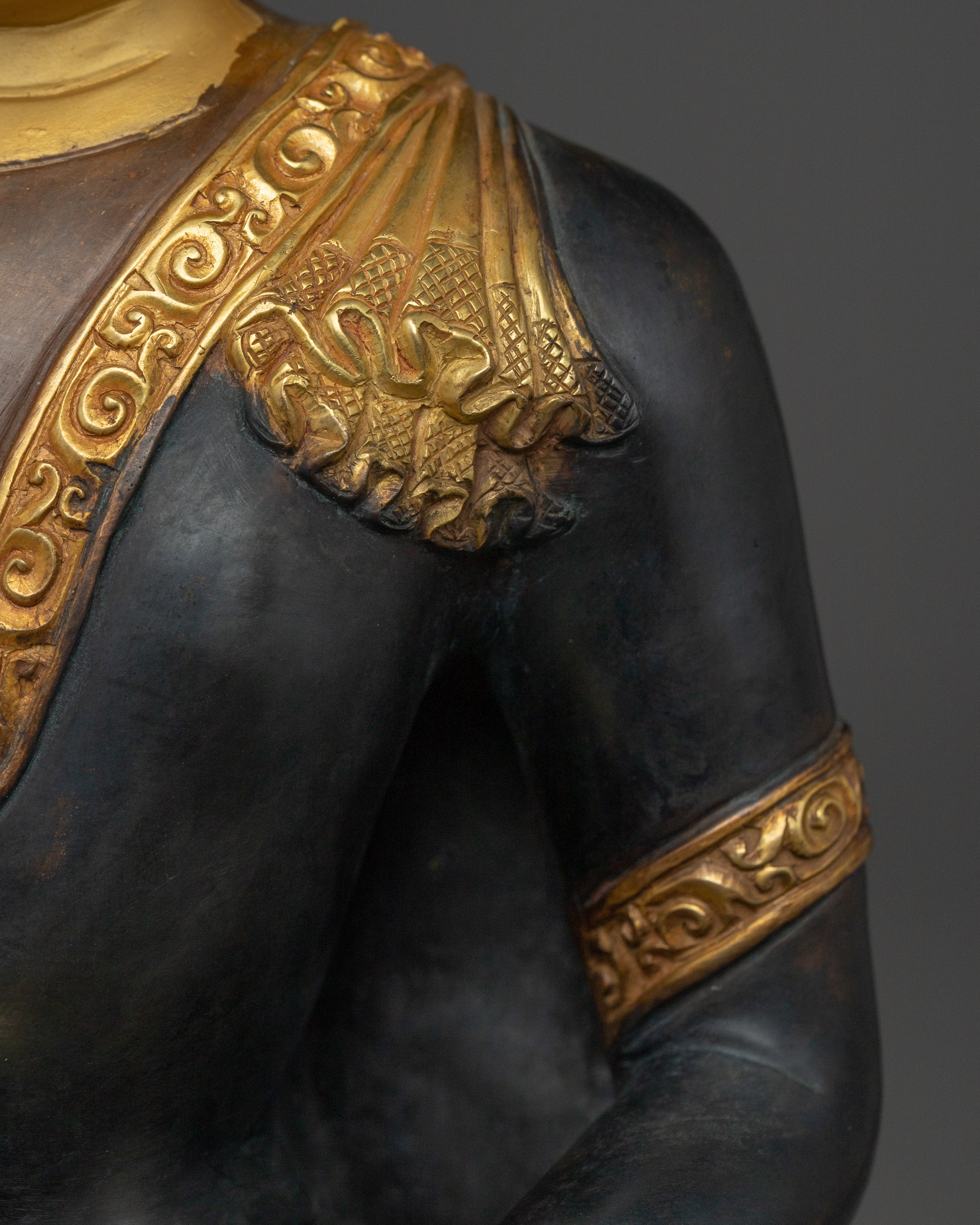 Infinite Life Amitabha Buddha Statue | Oxidized and Gold Gilded Artwork