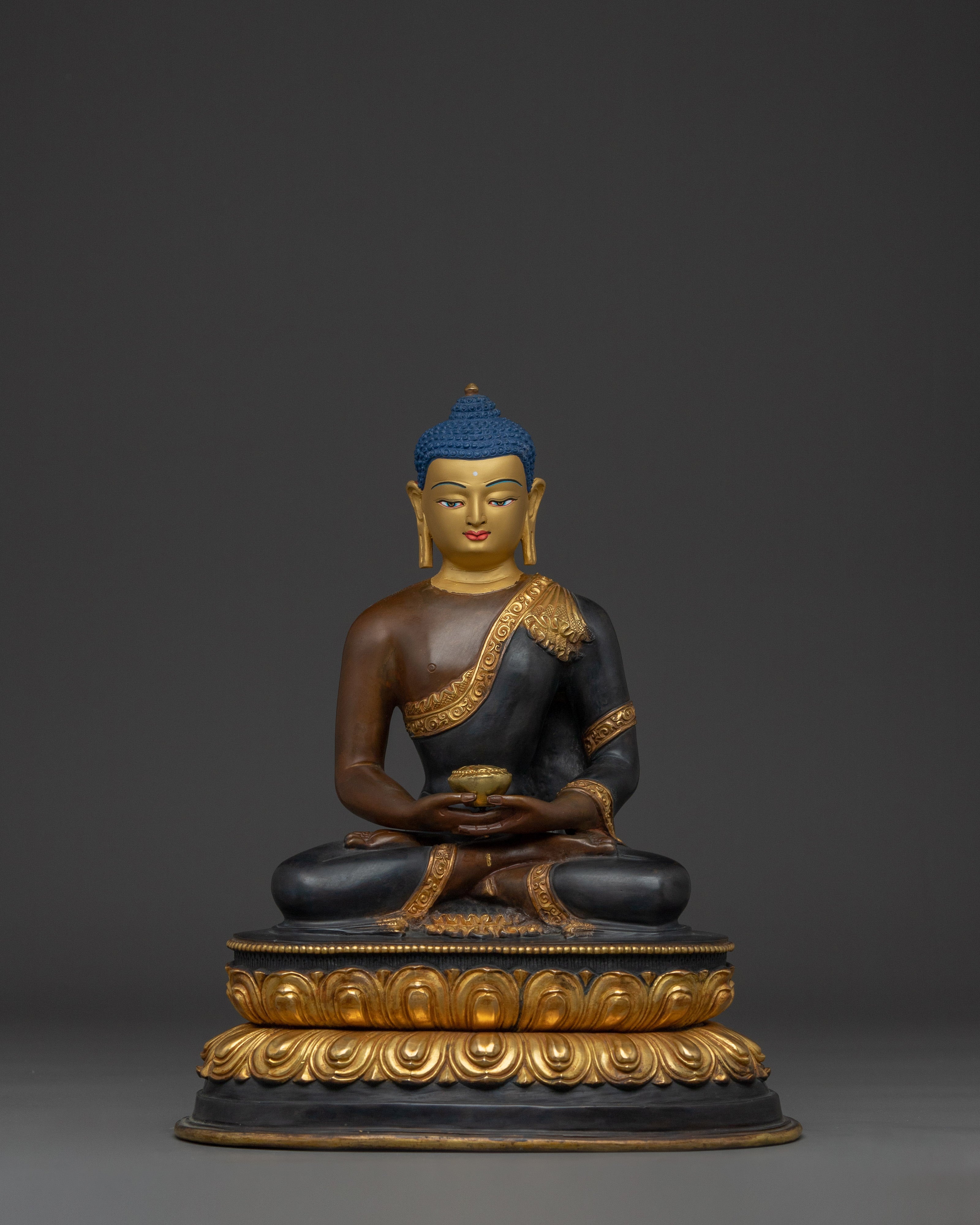Infinite Life Amitabha Buddha Statue | Oxidized and Gold Gilded Artwork