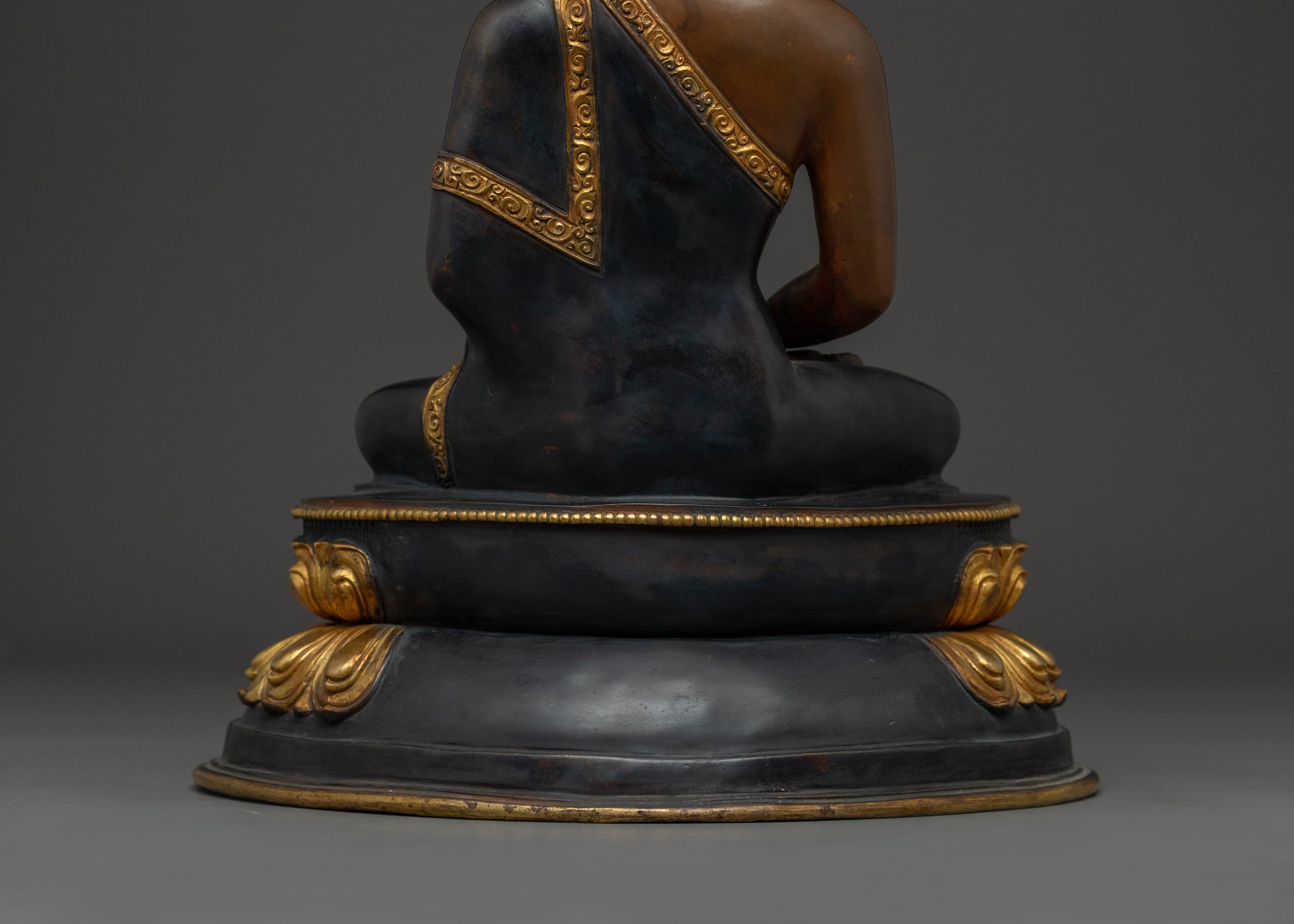 Infinite Life Amitabha Buddha Statue | Oxidized and Gold Gilded Artwork