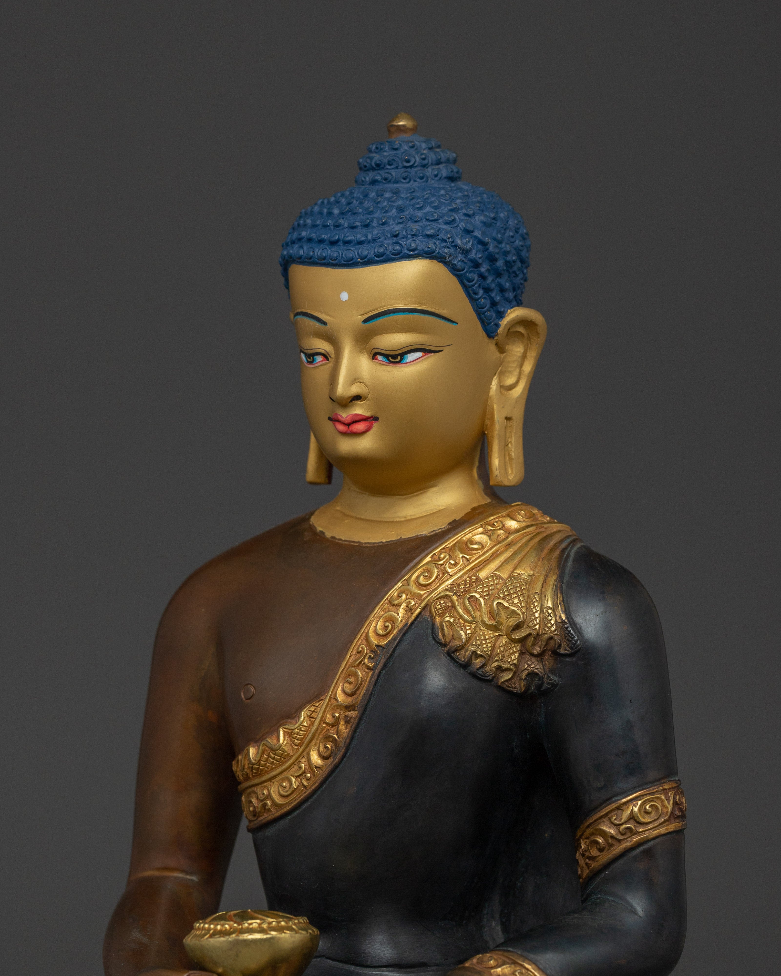 Infinite Life Amitabha Buddha Statue | Oxidized and Gold Gilded Artwork