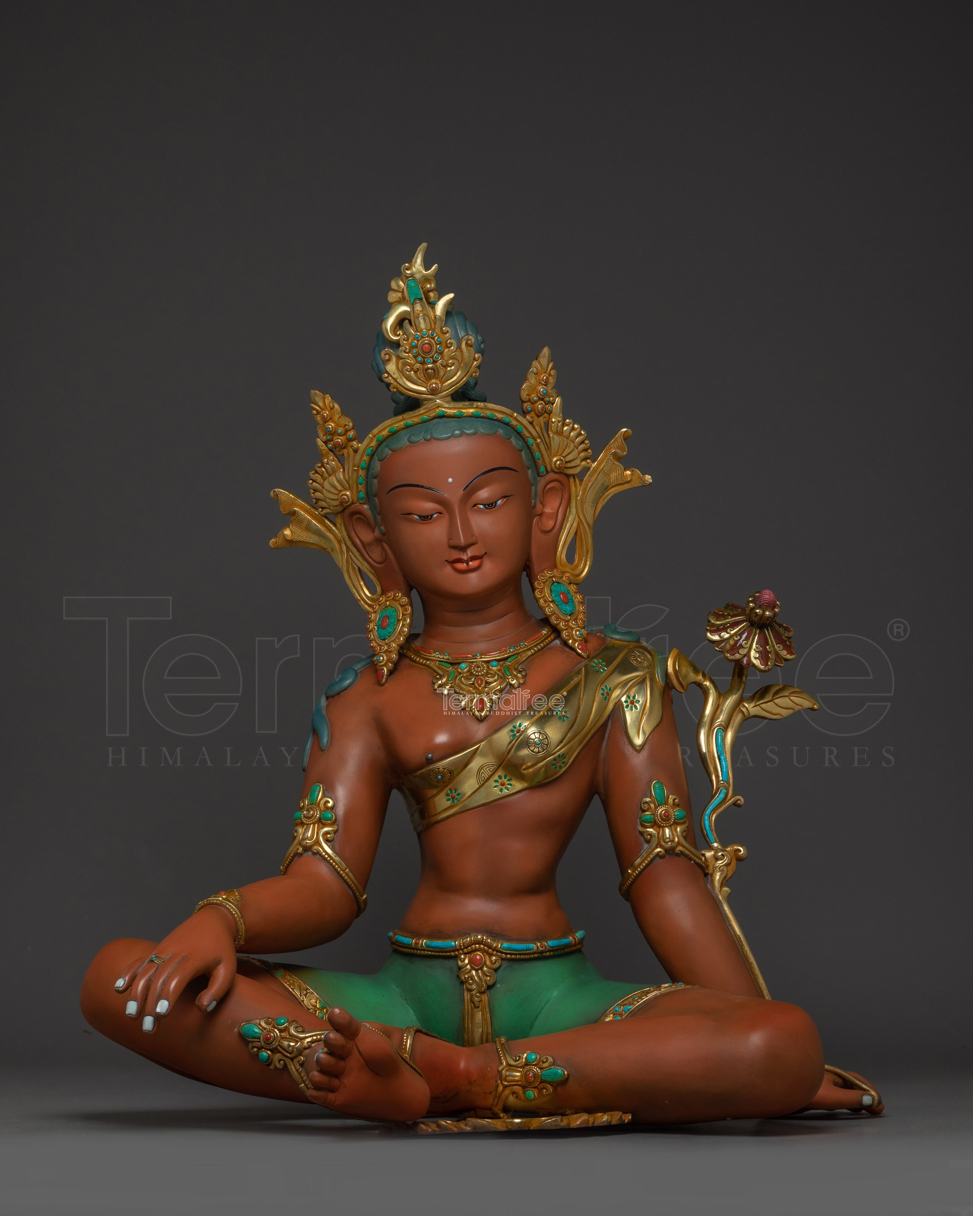 Stunning Parvati Copper Statue | Hindu Goddess with 24K Gold Gilding