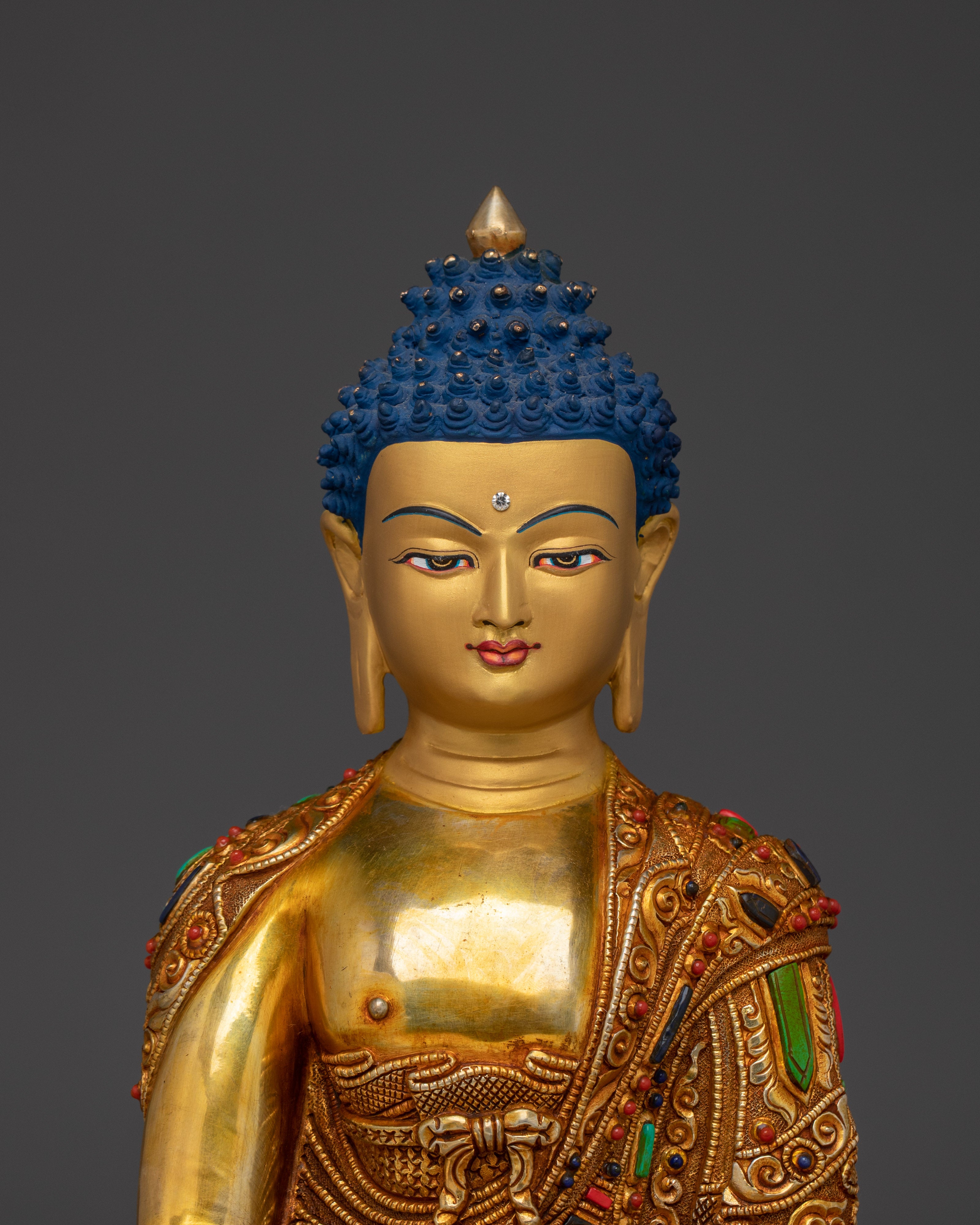 Shakyamuni Buddha with Gold Copper Body | Spiritual Decor