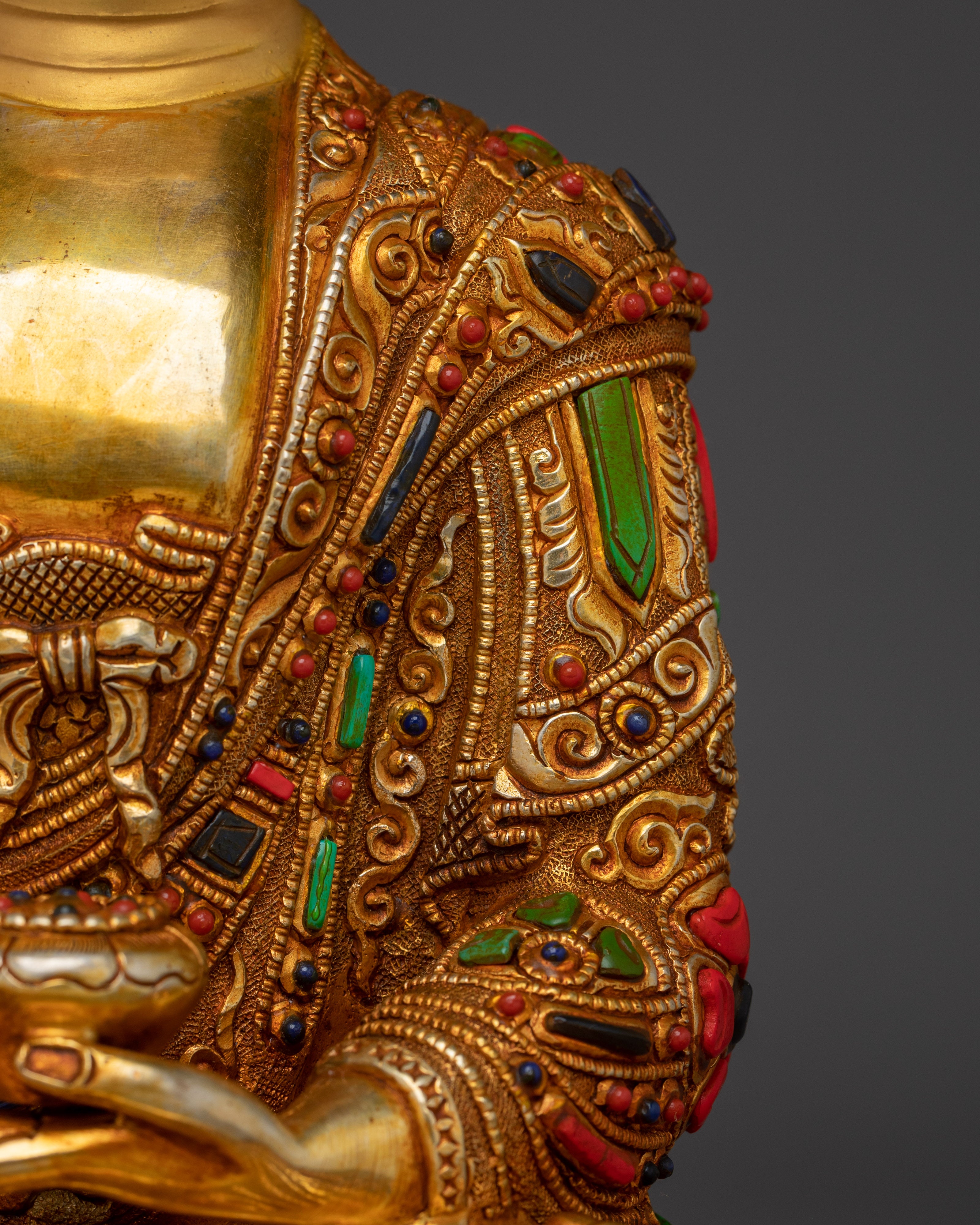 Shakyamuni Buddha with Gold Copper Body | Spiritual Decor