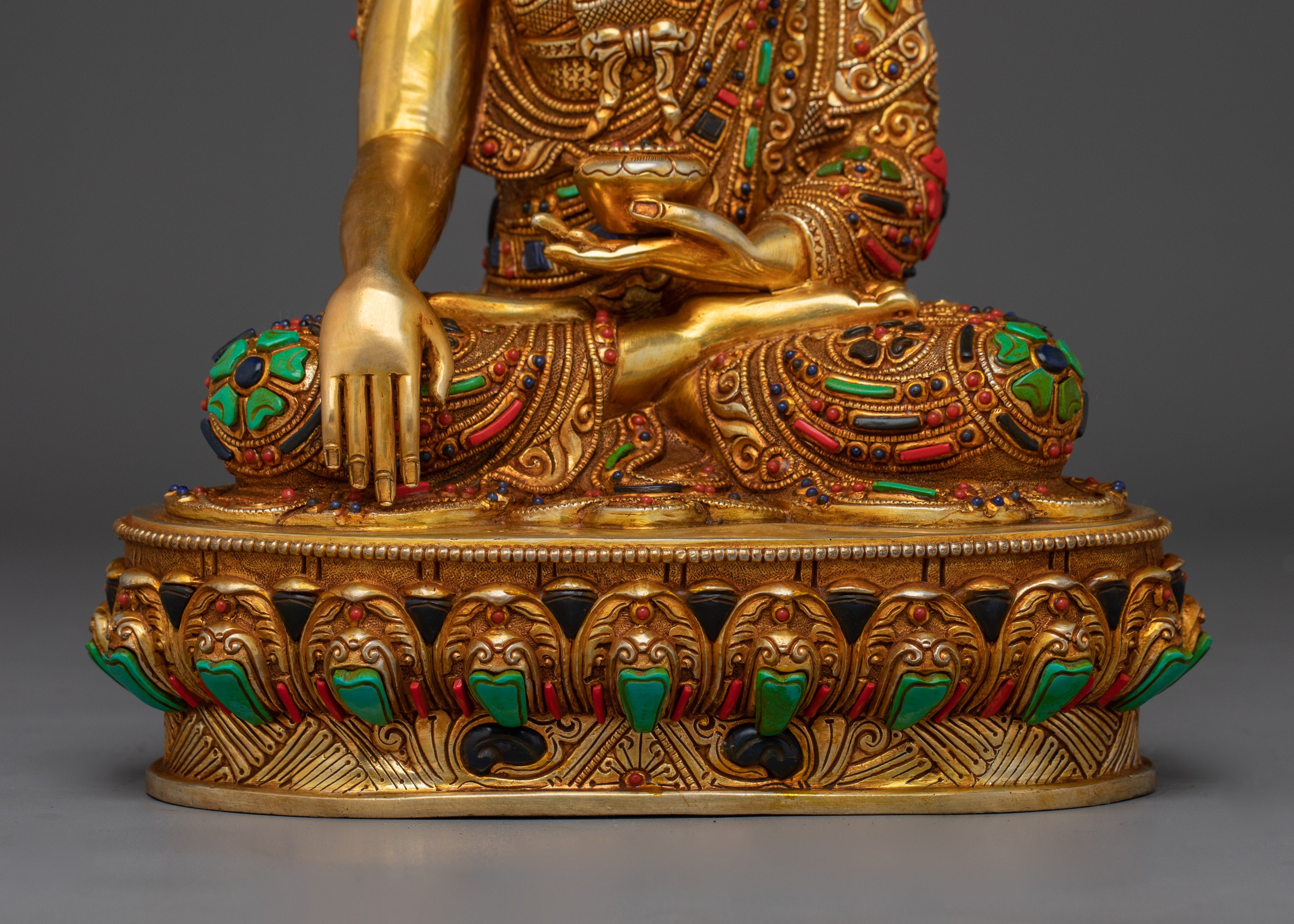 Shakyamuni Buddha with Gold Copper Body | Spiritual Decor