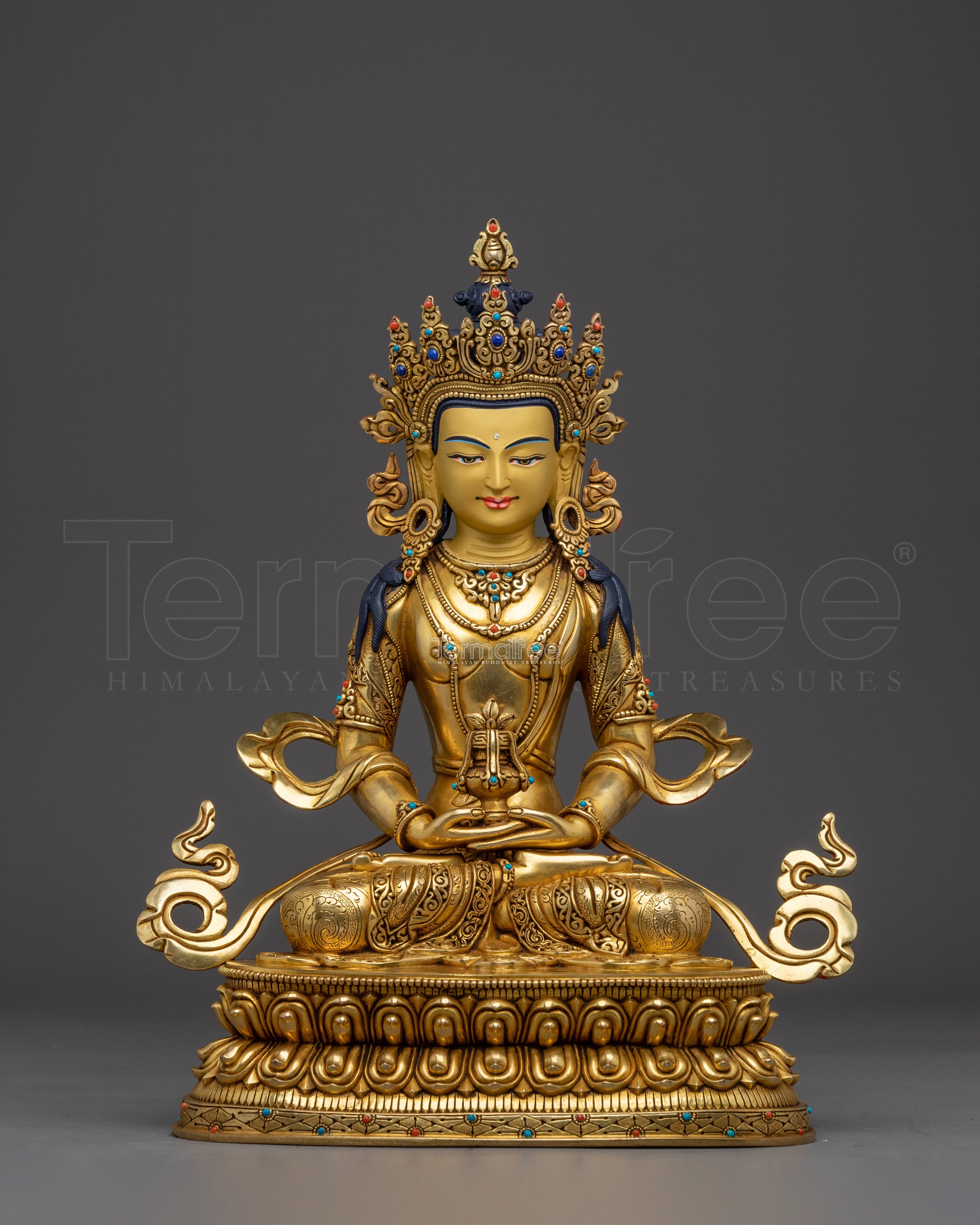 Handcrafted Amitayus copper statue | Meditation and Spiritual Longevity