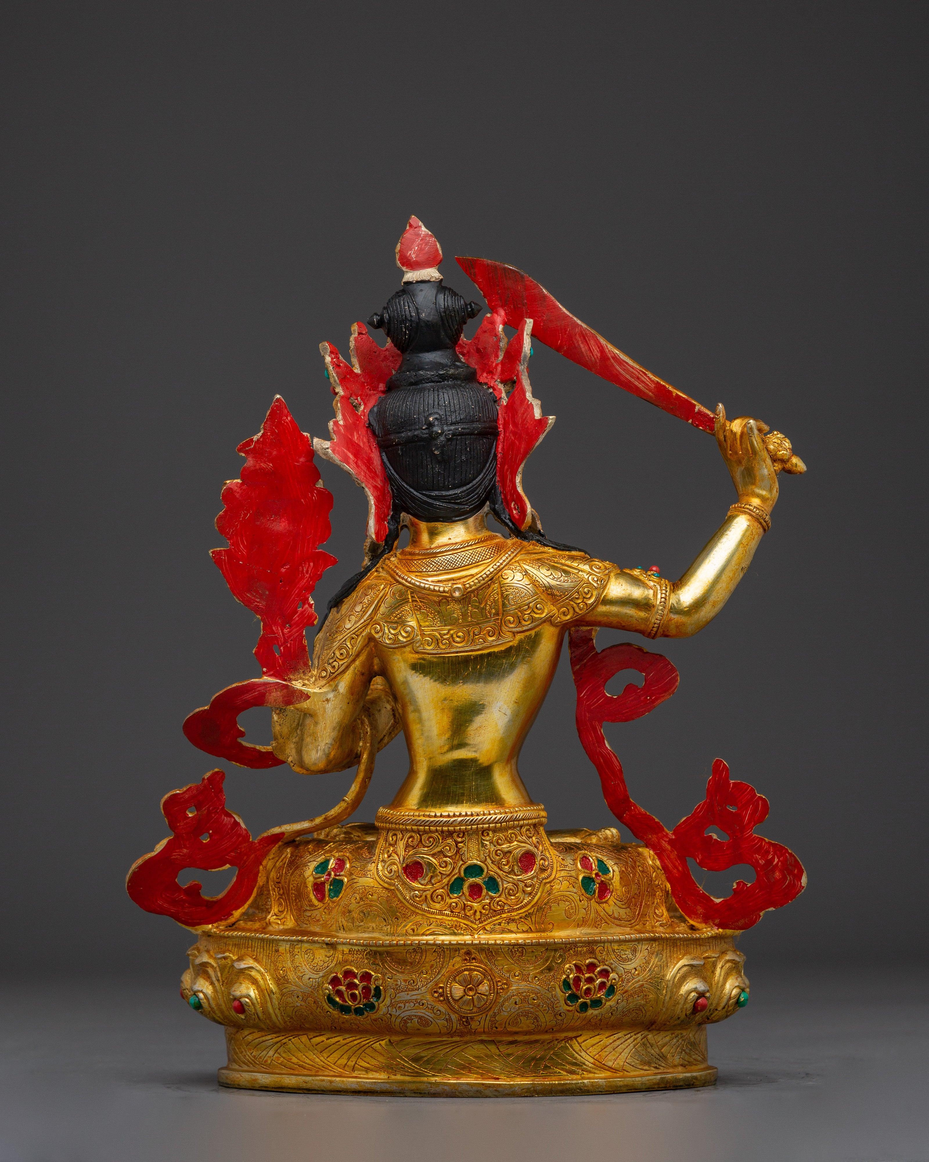 Handcrafted Manjushri Buddhist Copper Statue | Sacred Deity for Meditation Growth