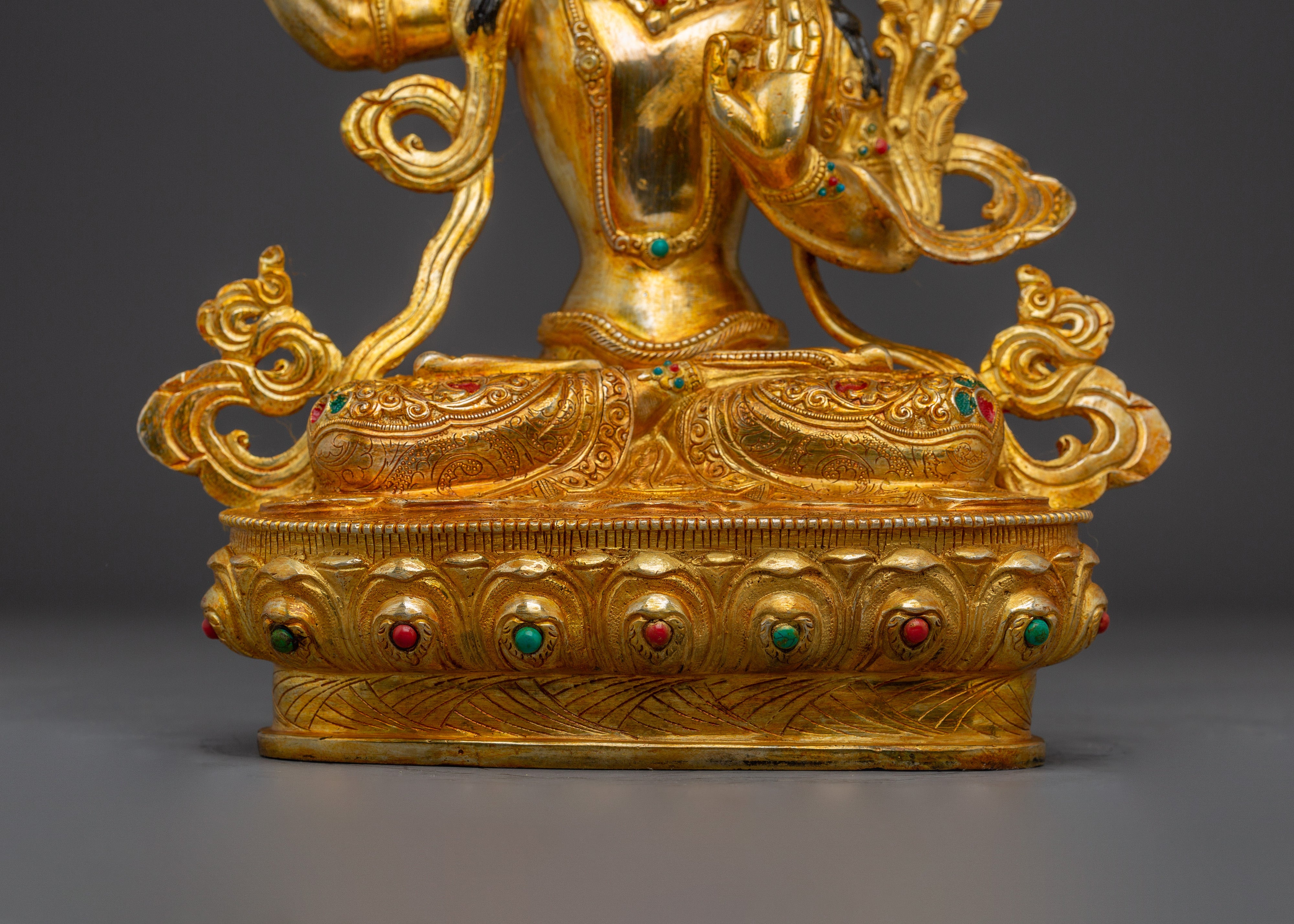 Handcrafted Manjushri Buddhist Copper Statue | Sacred Deity for Meditation Growth