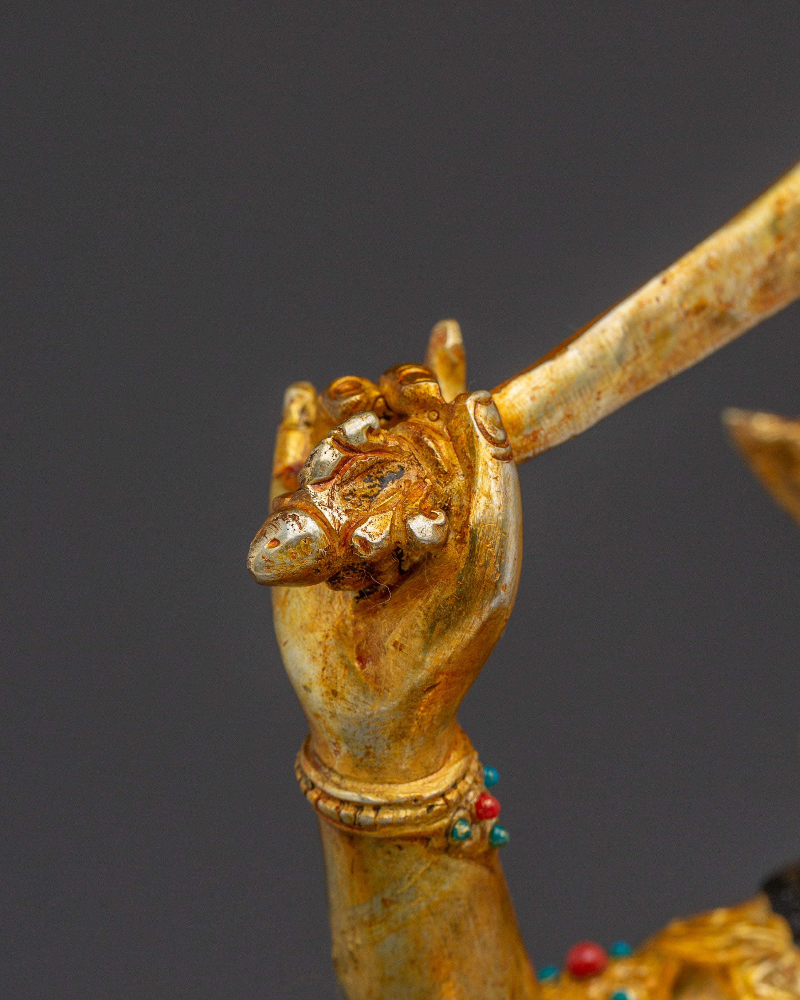 Handcrafted Manjushri Buddhist Copper Statue | Sacred Deity for Meditation Growth