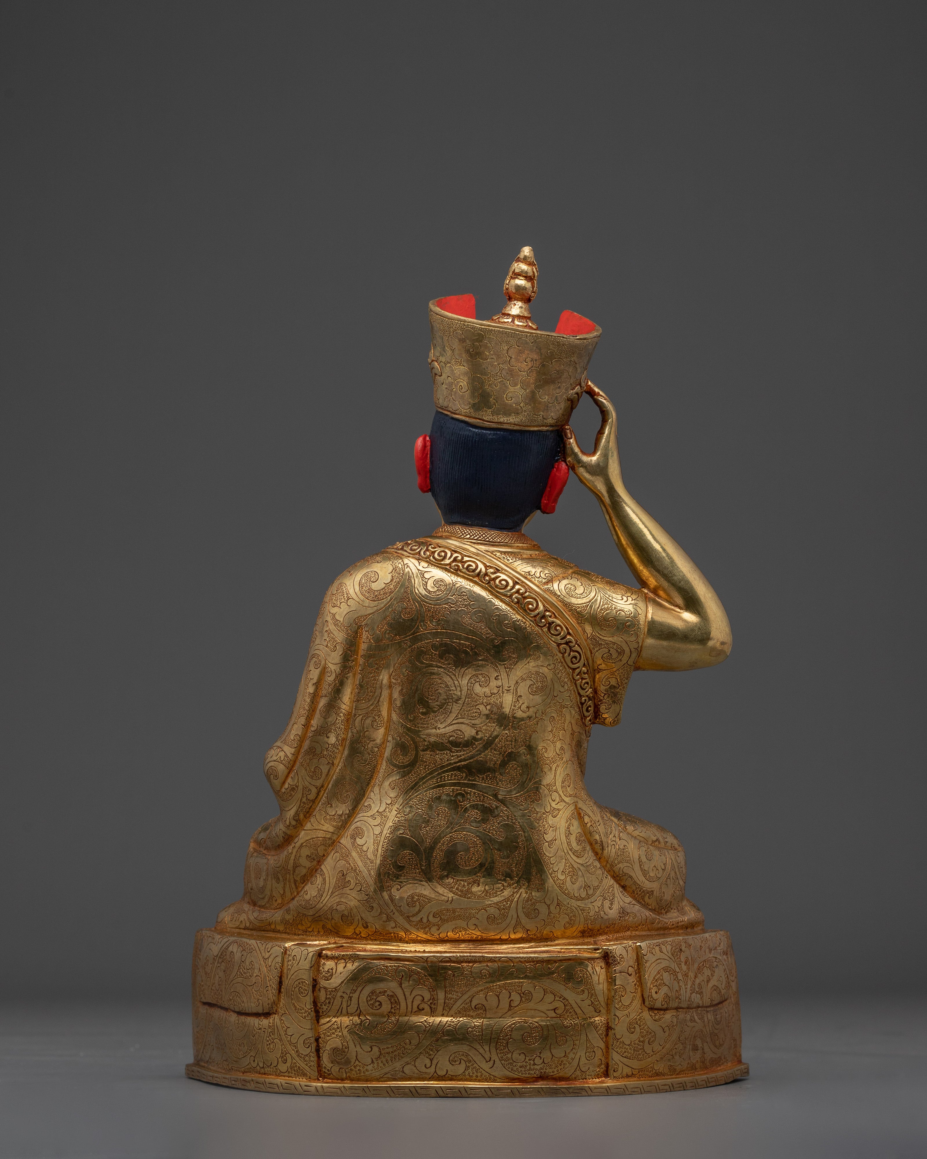Handcrafted 24K Gold Gilded Karmapa Statue | Tibetan shrine or spiritual meditation altar