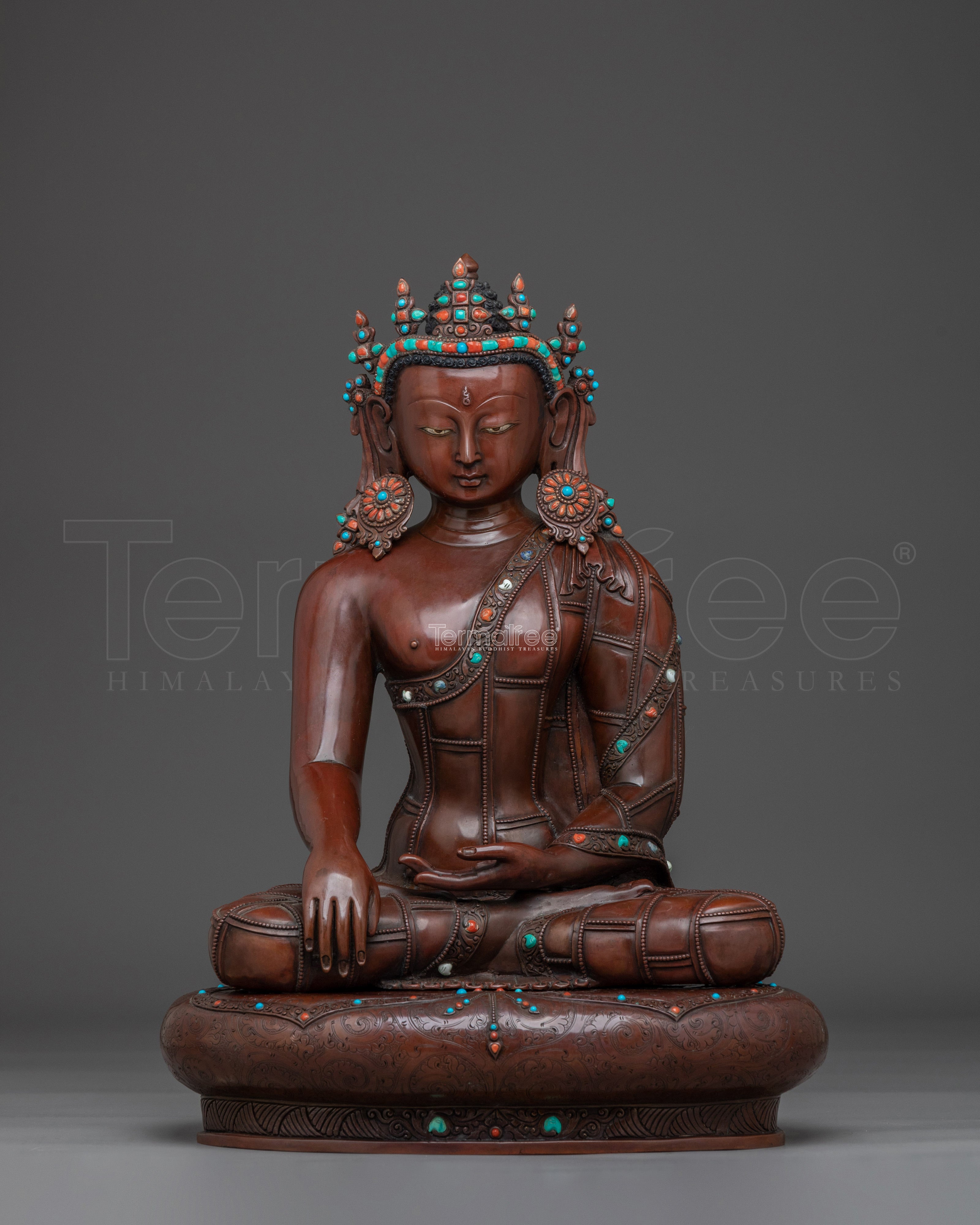 Copper Crown Shakyamuni Buddha Statue for Dharma Decor