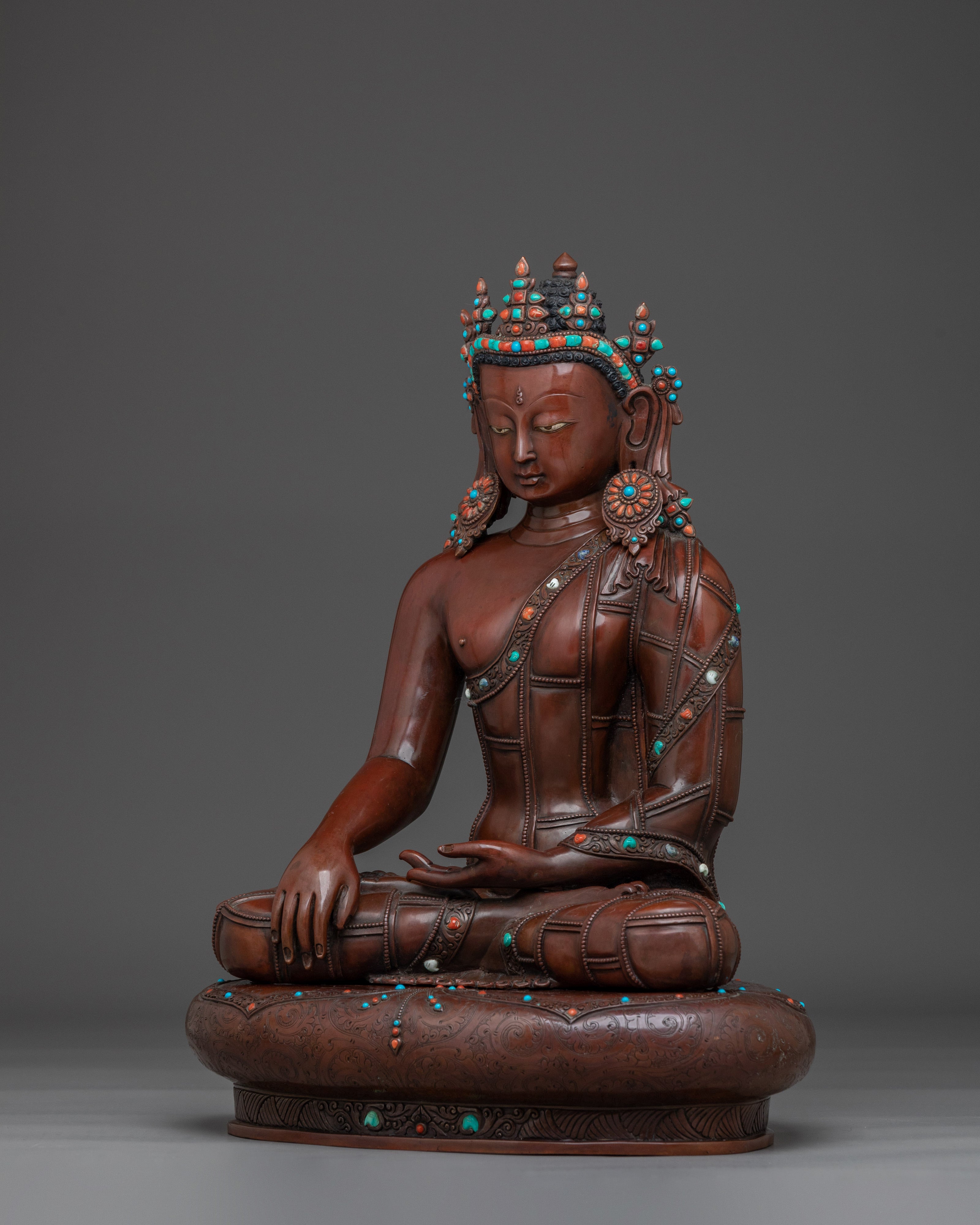 Copper Crown Shakyamuni Buddha Statue for Dharma Decor