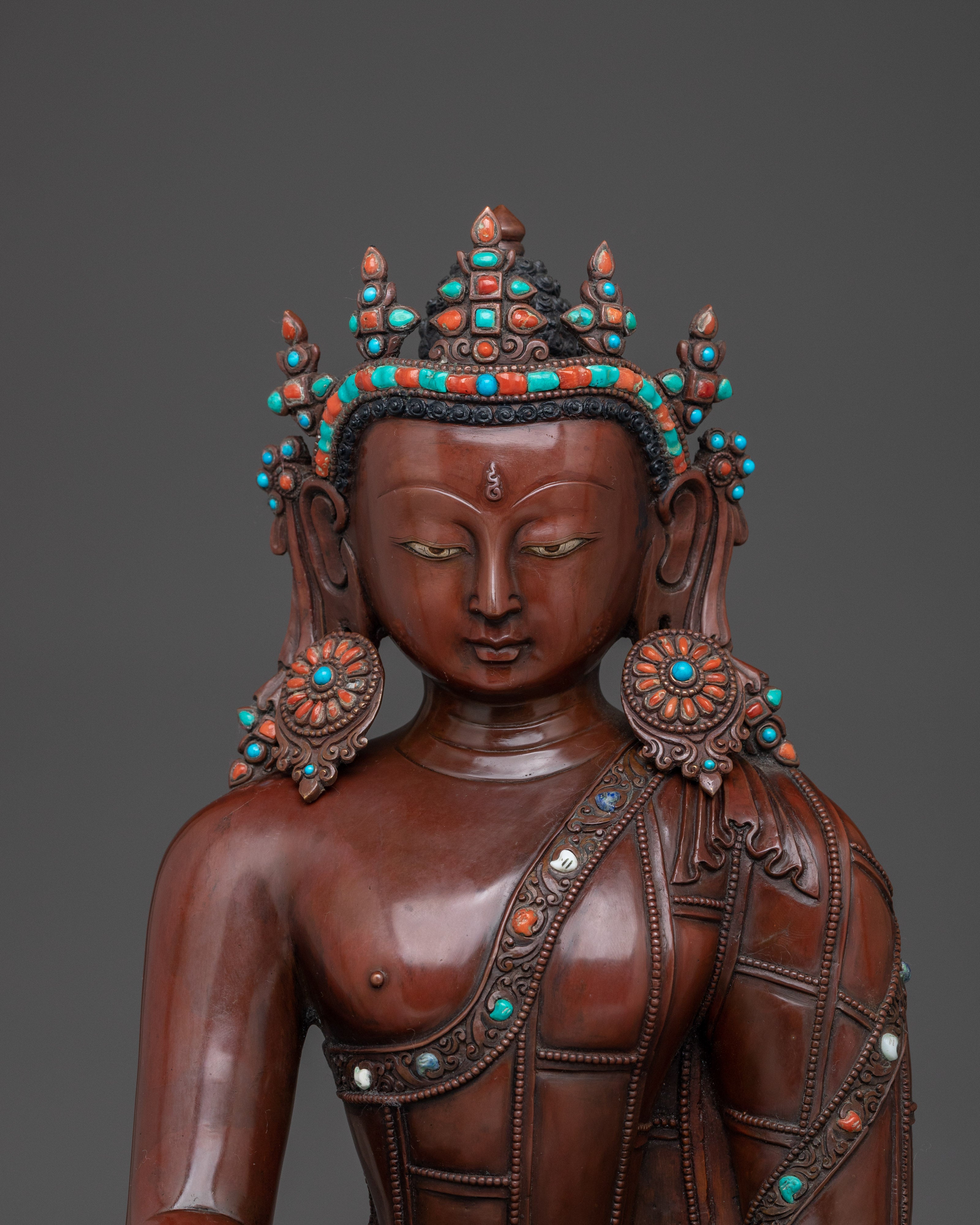 Copper Crown Shakyamuni Buddha Statue for Dharma Decor