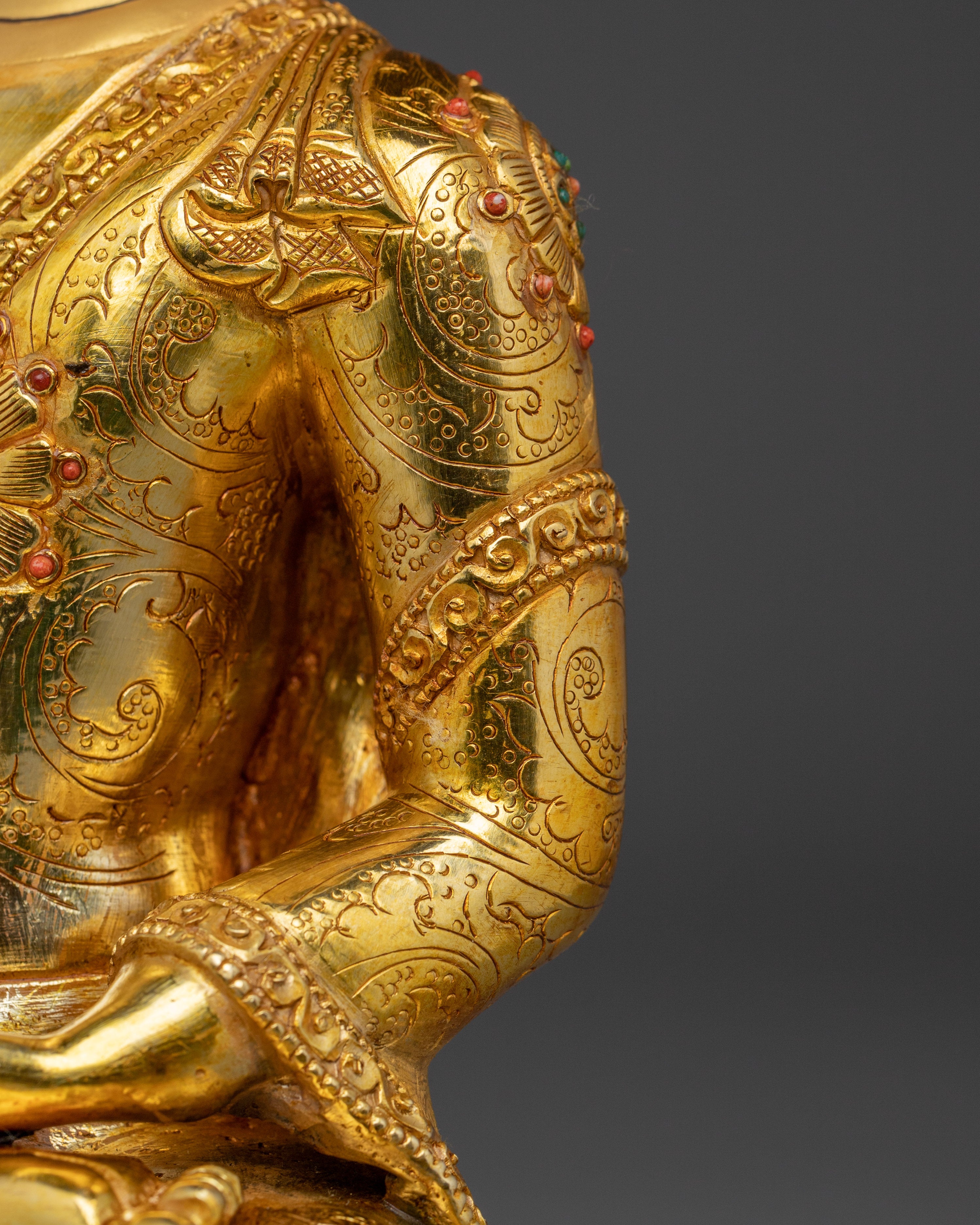 Handcrafted Gold Gilded Amitabha Buddha Copper Sculpture | Sacred Altar Decor