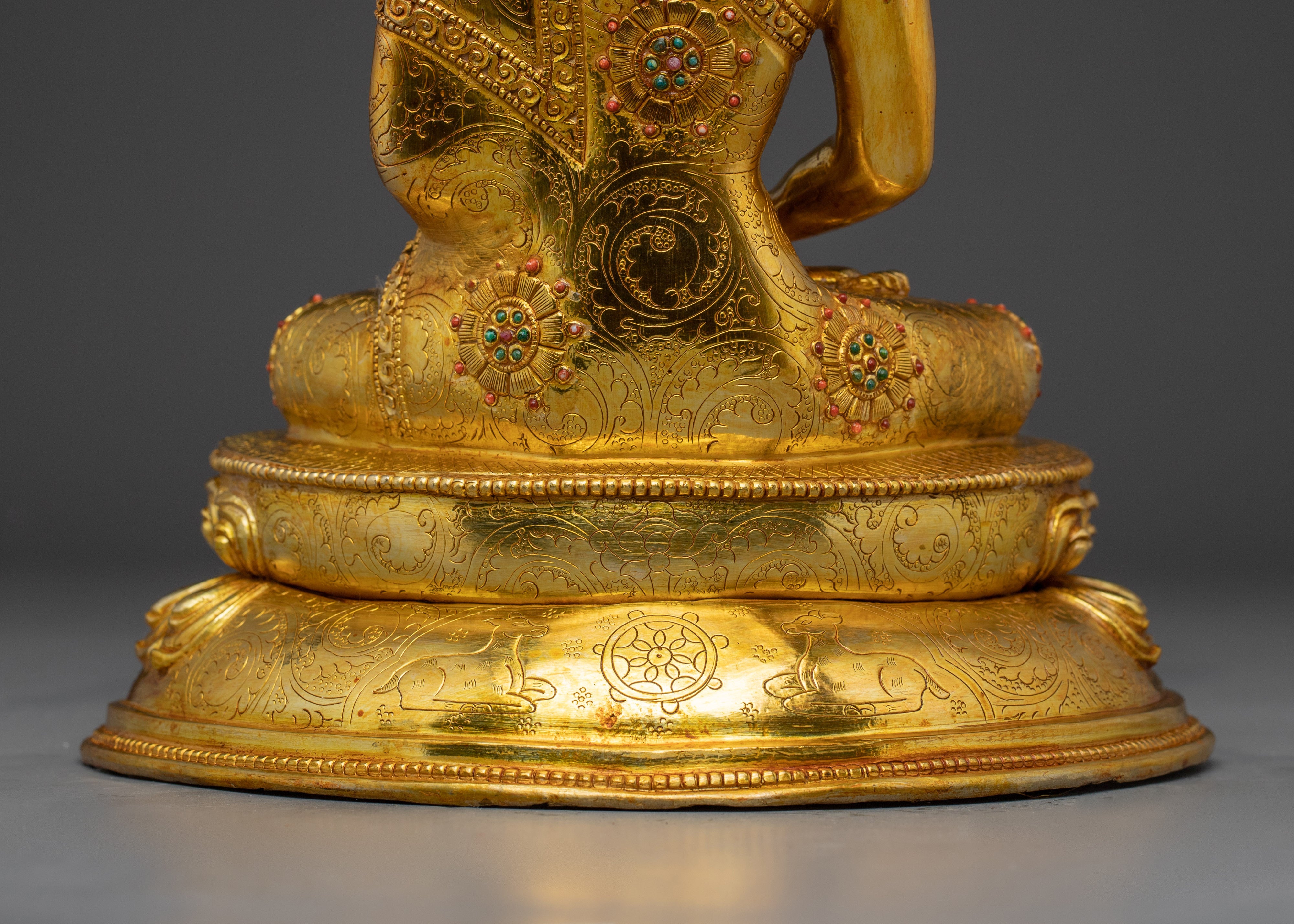 Handcrafted Gold Gilded Amitabha Buddha Copper Sculpture | Sacred Altar Decor