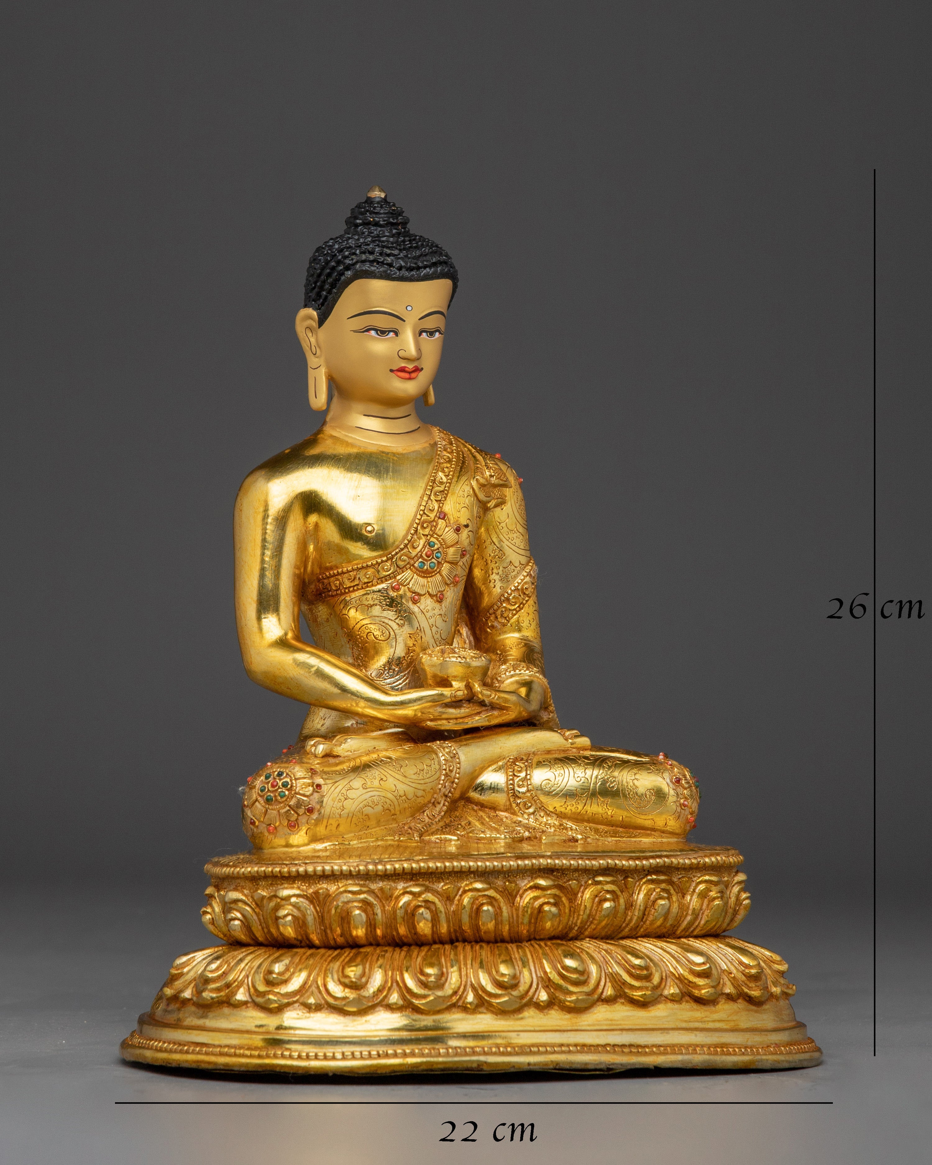 Gold Gilded Amitabha Buddha Copper Sculpture