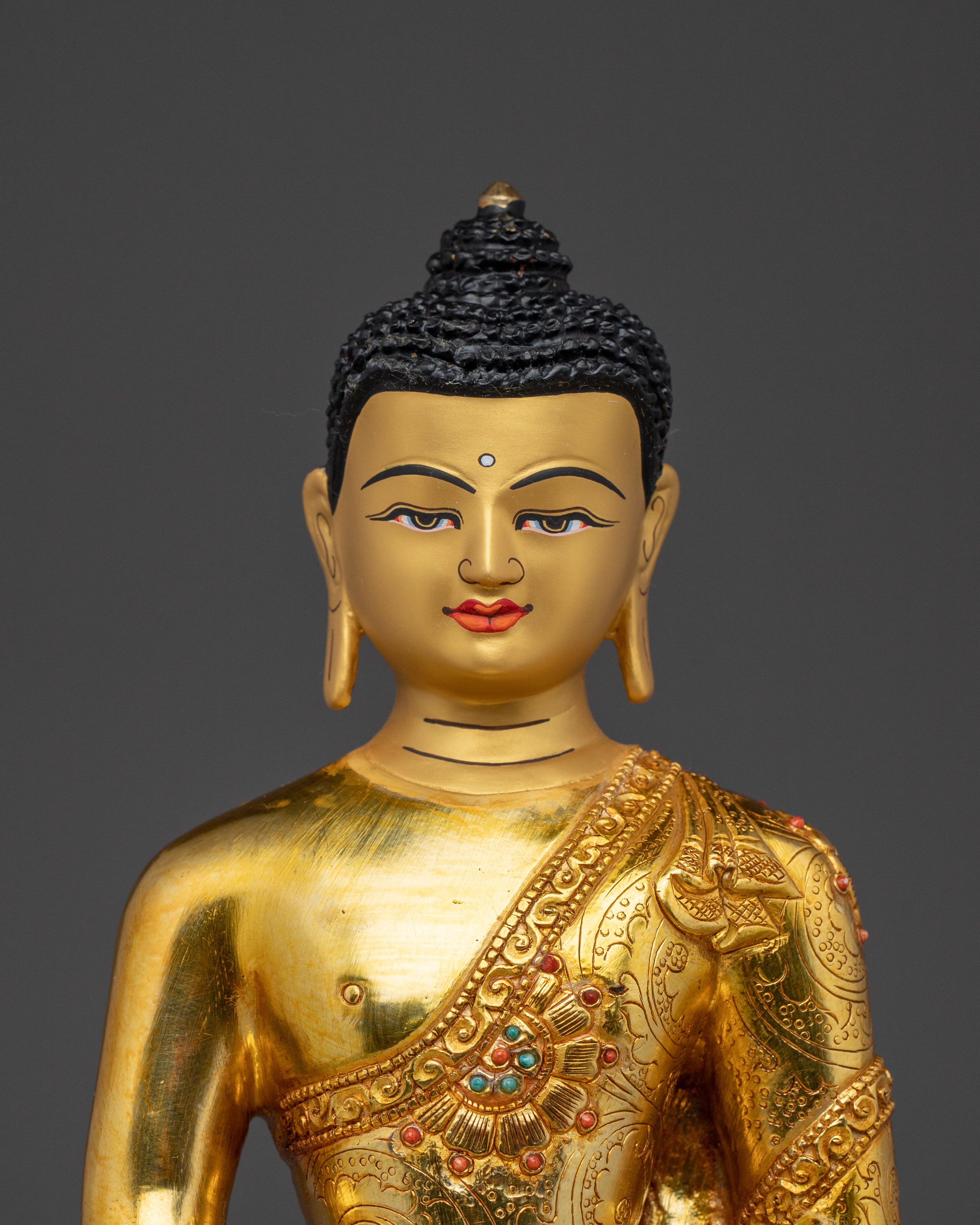 Handcrafted Gold Gilded Amitabha Buddha Copper Sculpture | Sacred Altar Decor