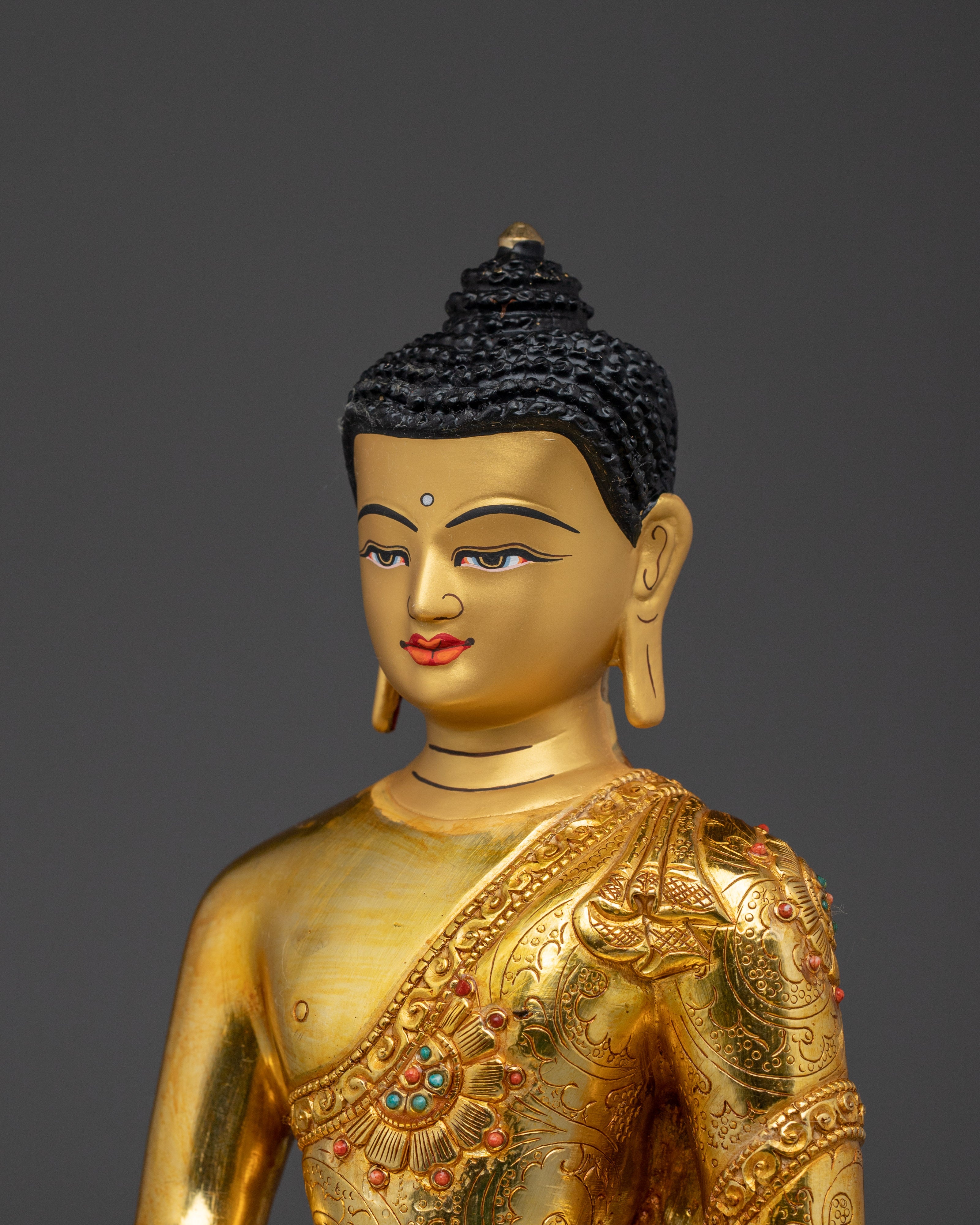 Handcrafted Gold Gilded Amitabha Buddha Copper Sculpture | Sacred Altar Decor