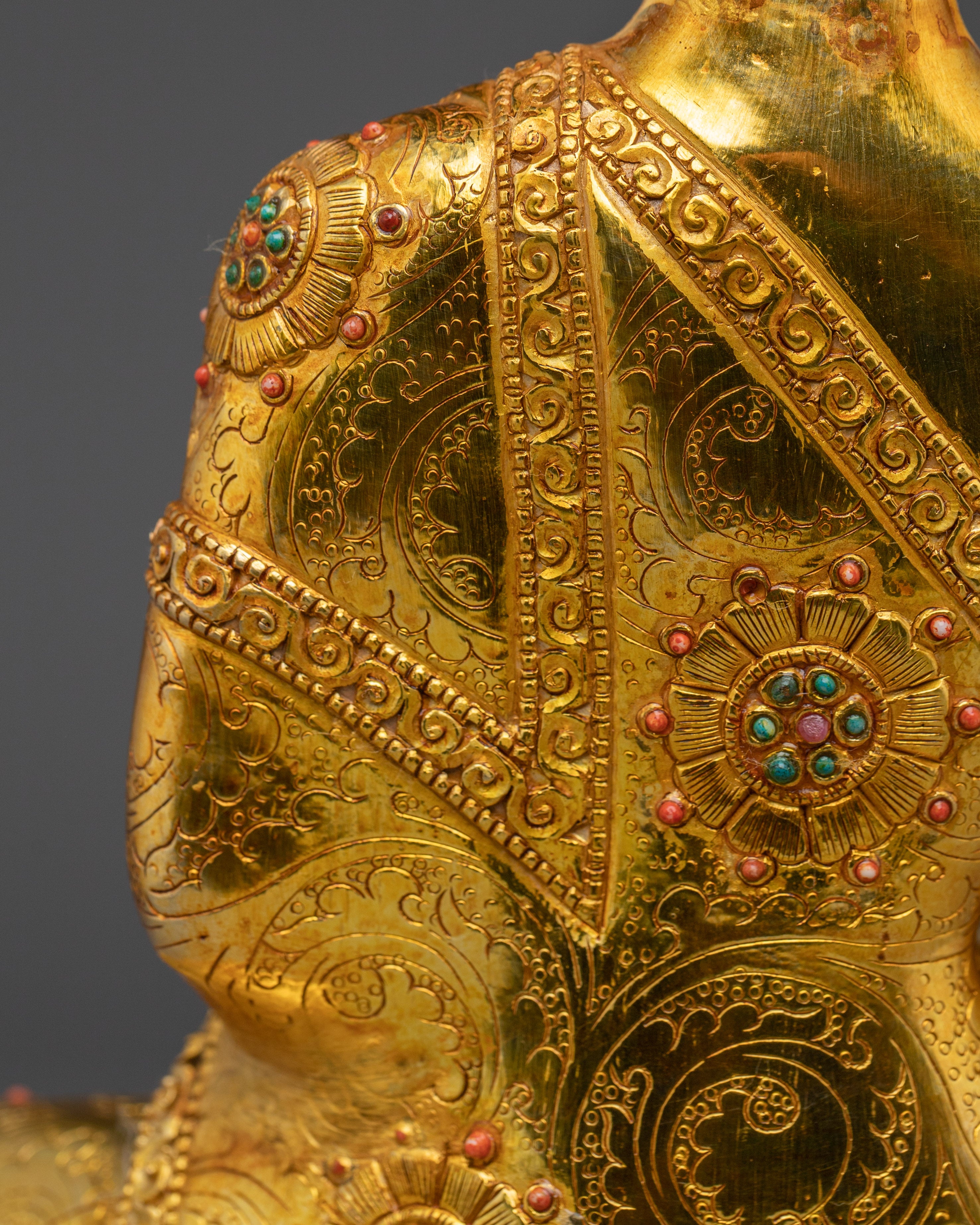 Handcrafted Gold Gilded Amitabha Buddha Copper Sculpture | Sacred Altar Decor