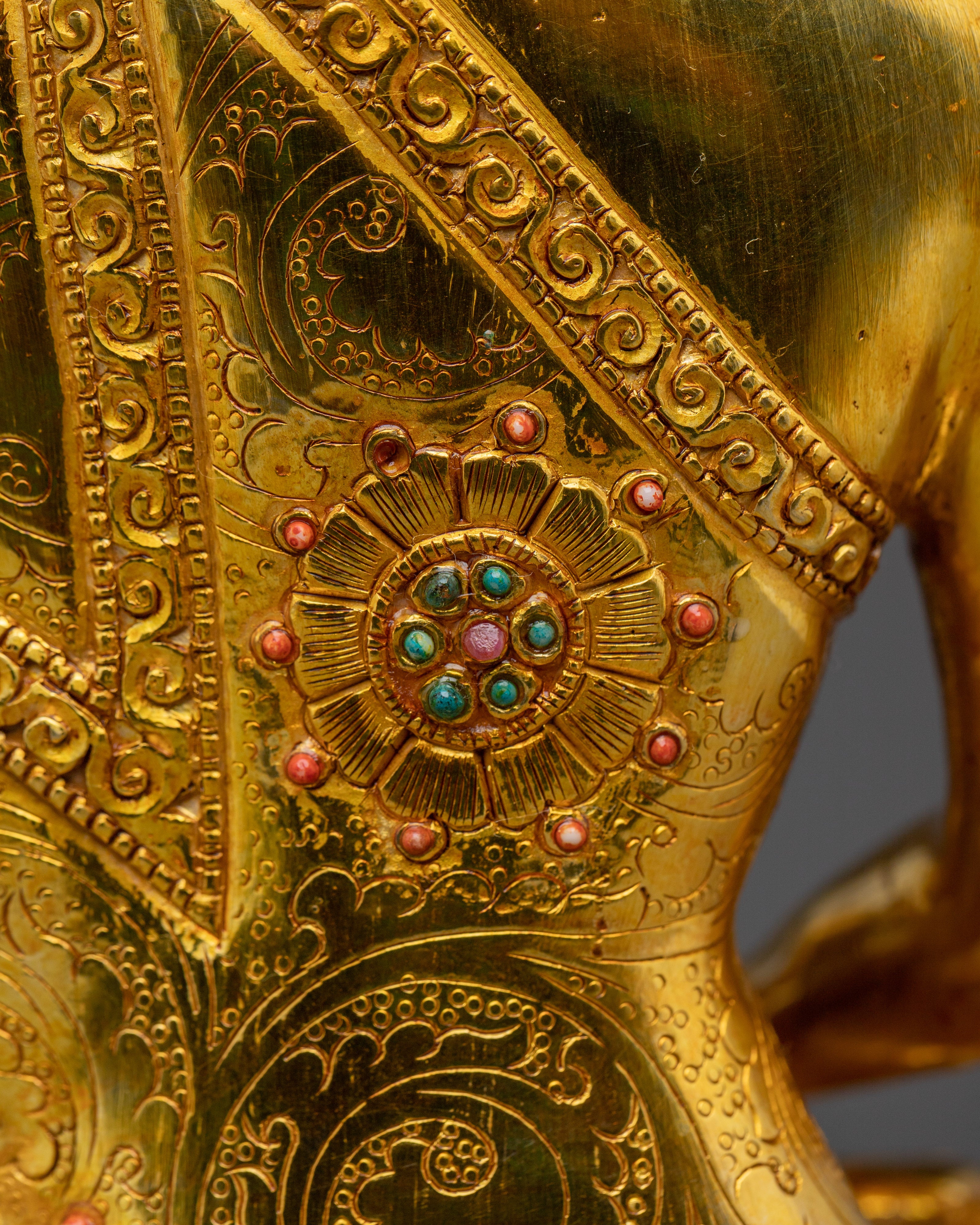 Handcrafted Gold Gilded Amitabha Buddha Copper Sculpture | Sacred Altar Decor
