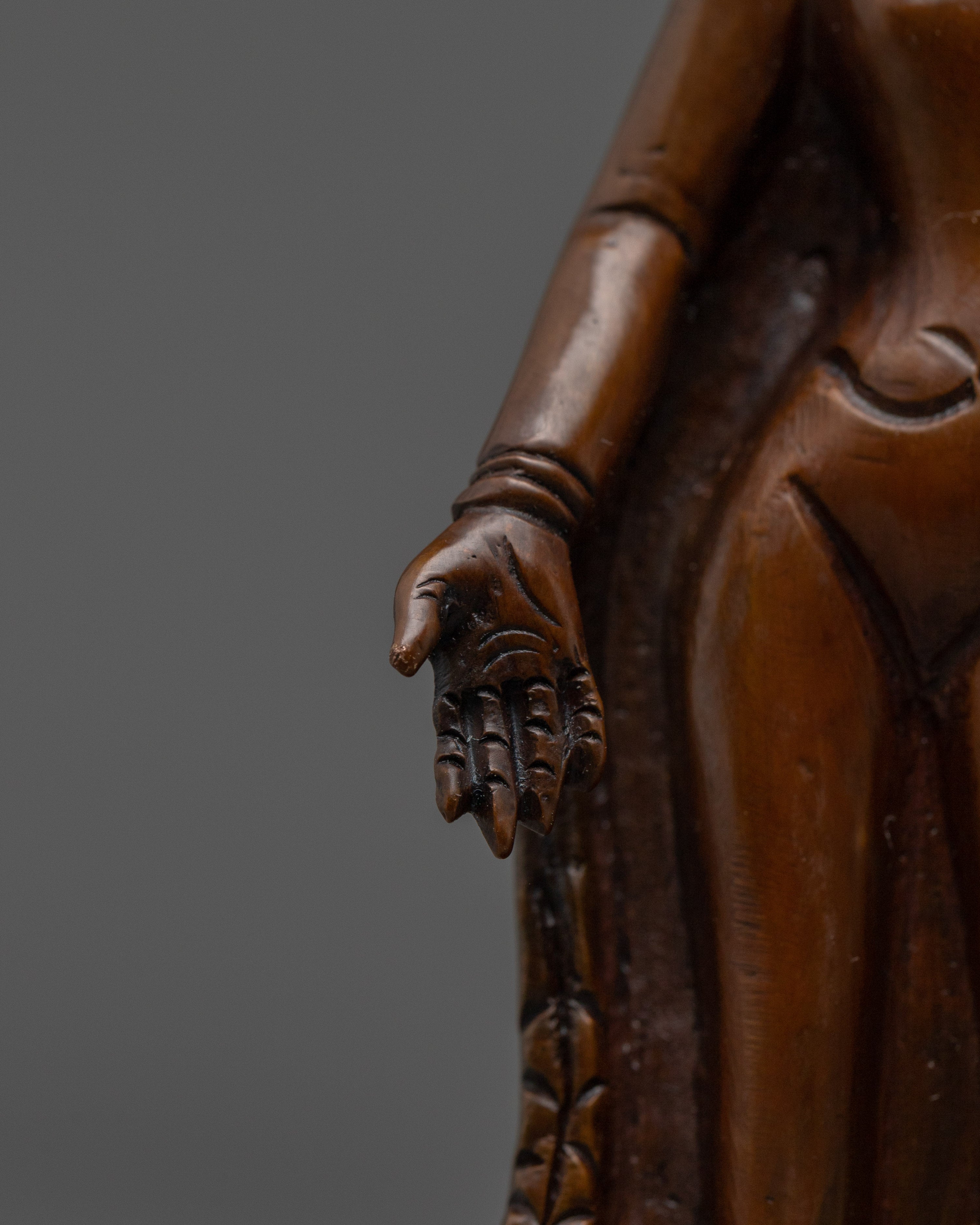 Oxidized Copper Dipankara Buddha | Standing Enlightened Being in Copper