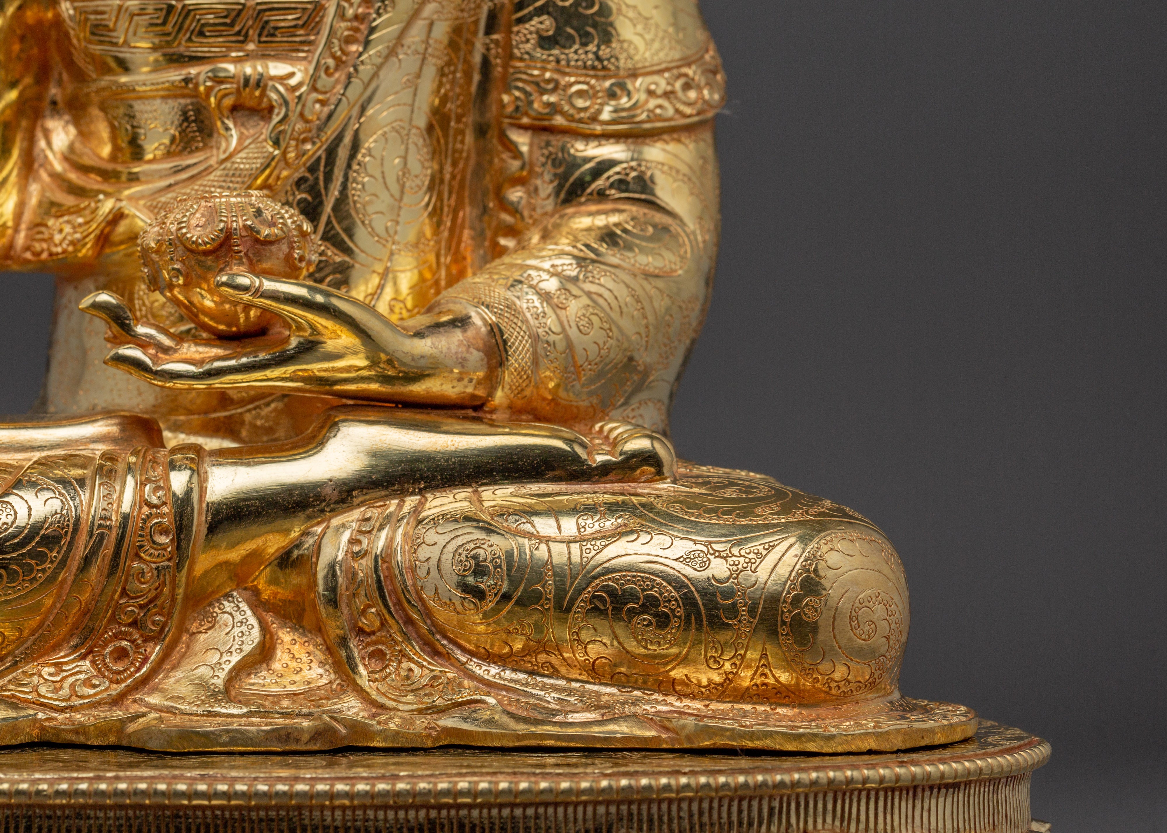 Gold Gilded Copper Shakyamuni Buddha Statue | Perfect for Meditation and Altar Decor