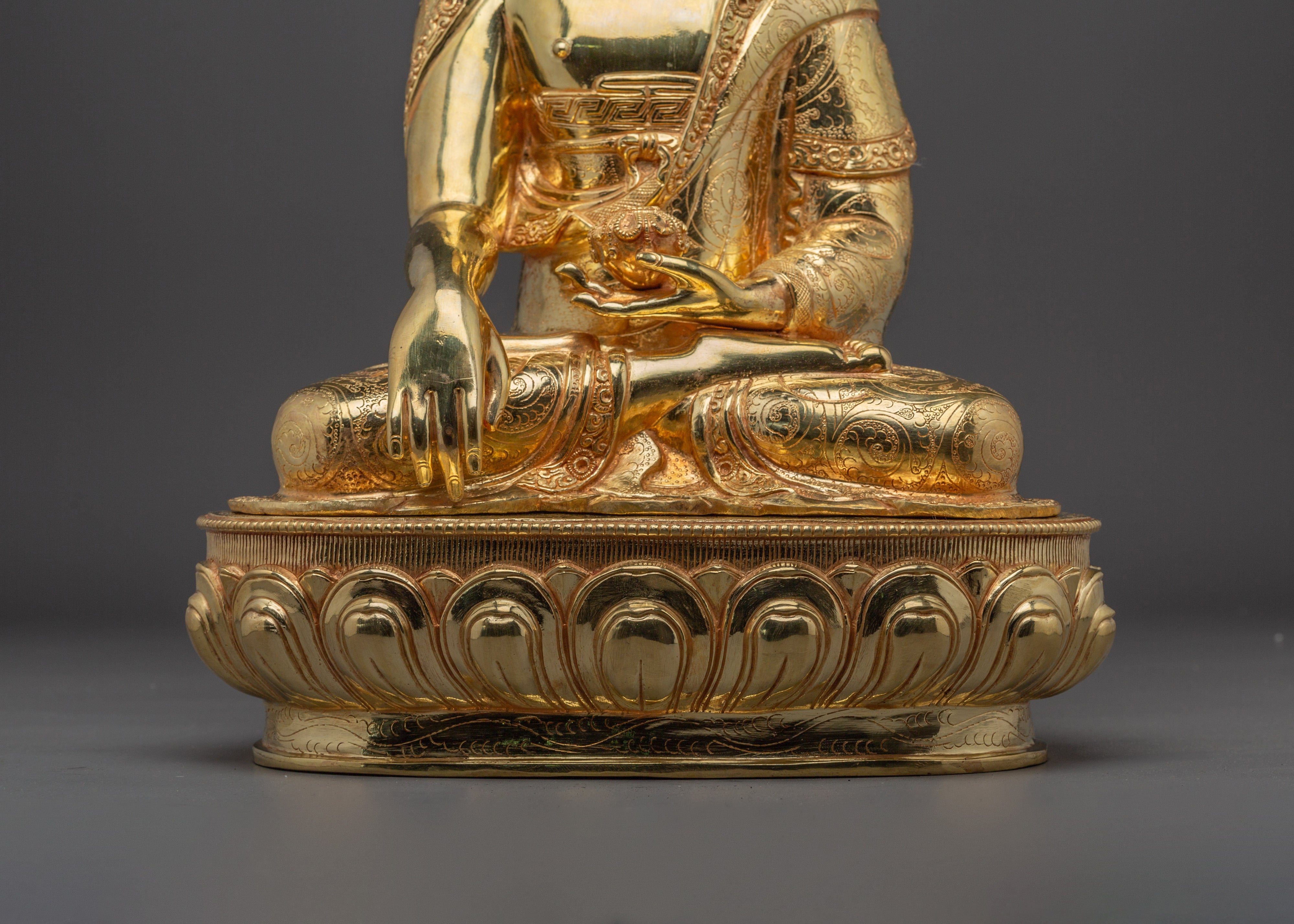 Gold Gilded Copper Shakyamuni Buddha Statue | Perfect for Meditation and Altar Decor