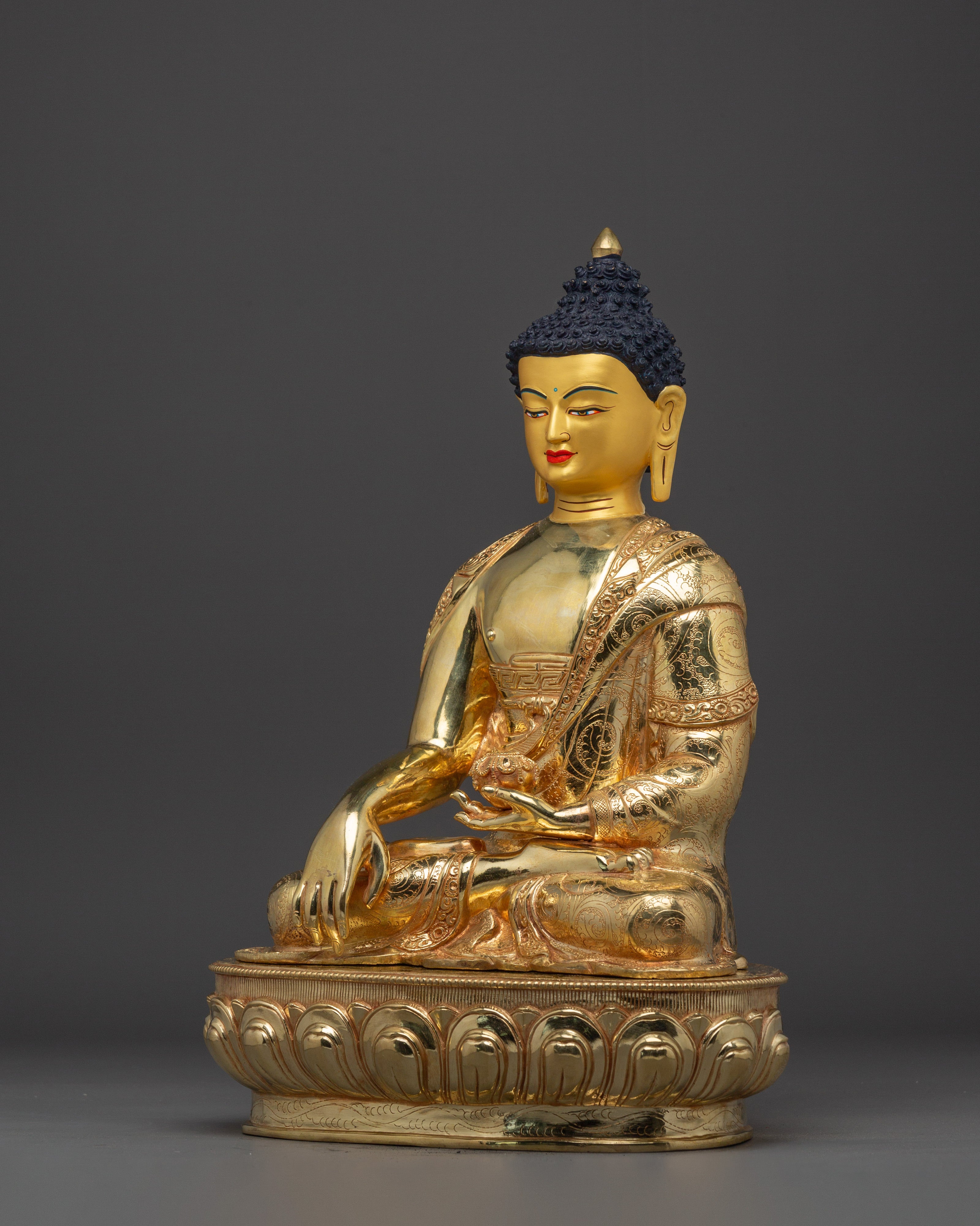 Gold Gilded Copper Shakyamuni Buddha Statue | Perfect for Meditation and Altar Decor
