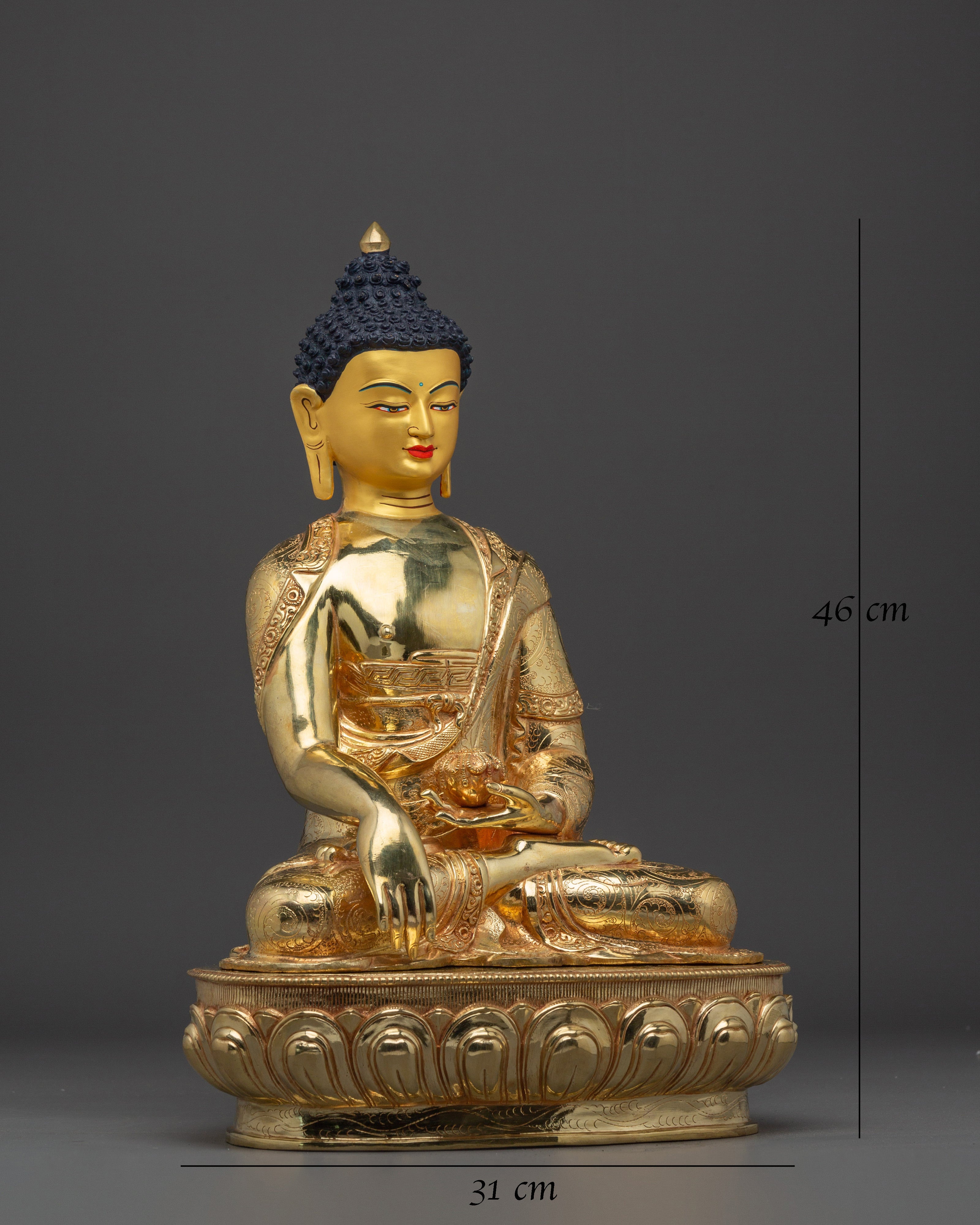 Gold Gilded Copper Shakyamuni Buddha Statue