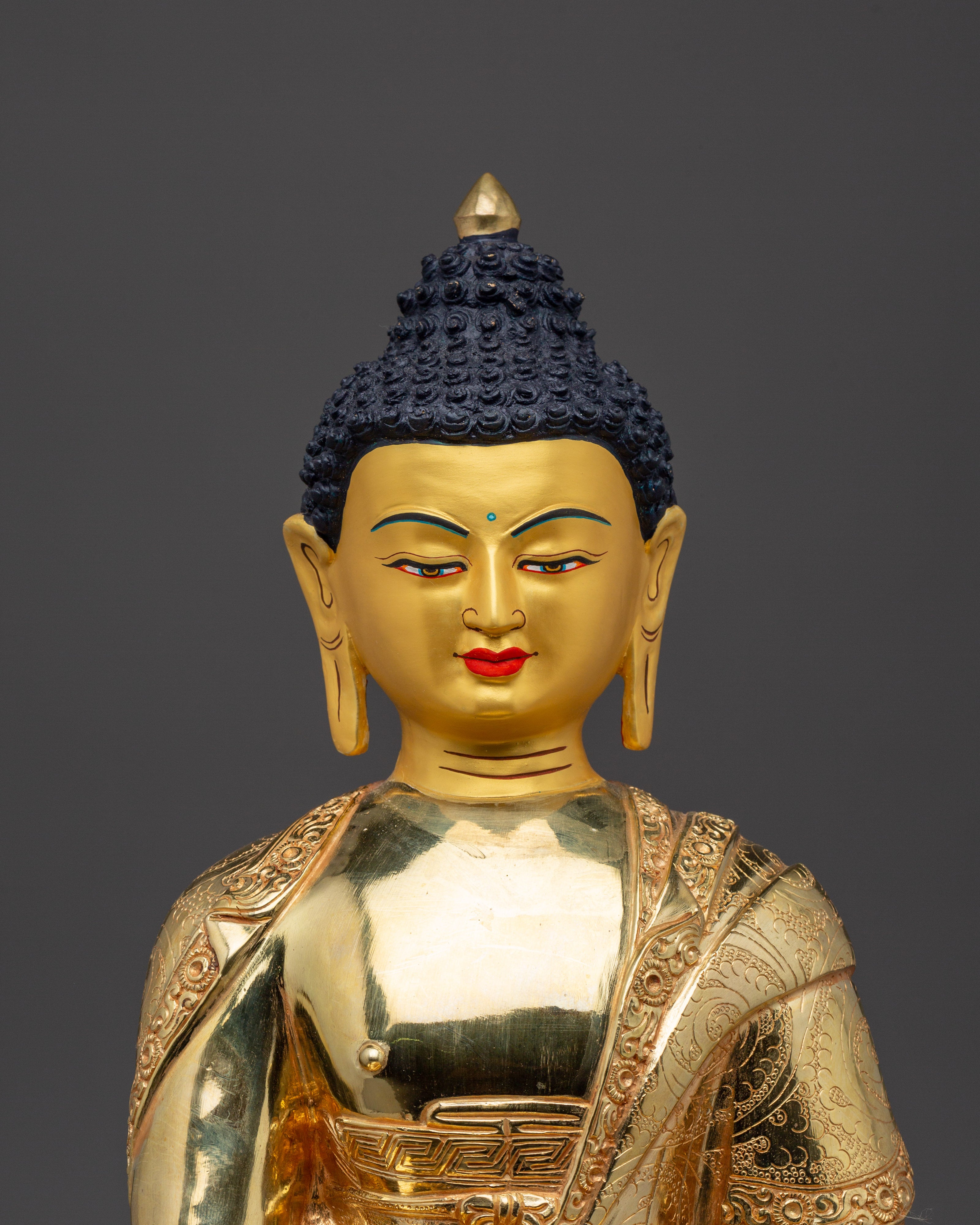 Gold Gilded Copper Shakyamuni Buddha Statue | Perfect for Meditation and Altar Decor