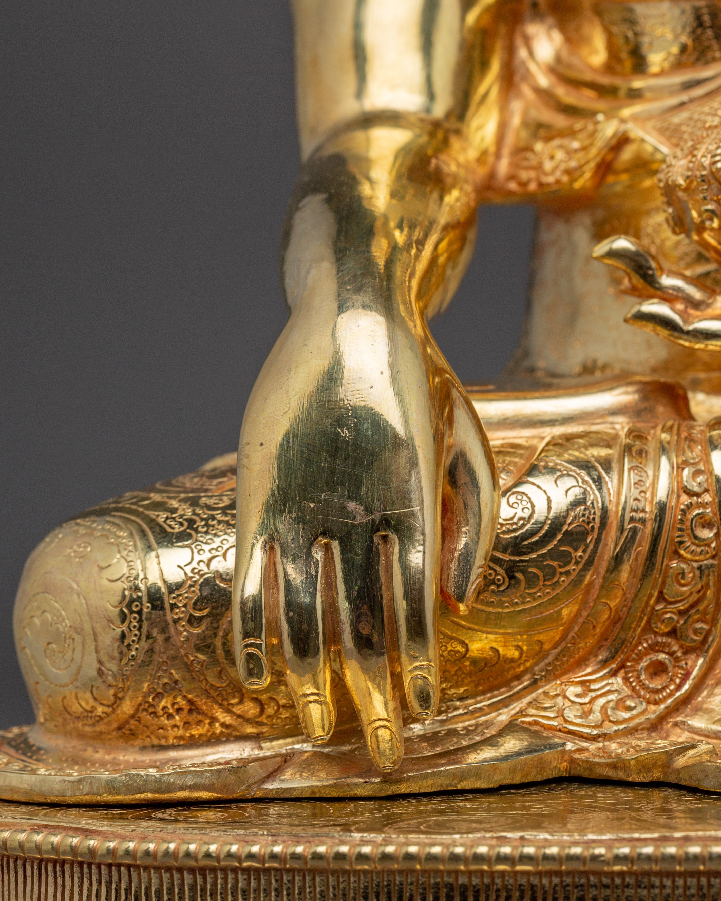 Gold Gilded Copper Shakyamuni Buddha Statue | Perfect for Meditation and Altar Decor