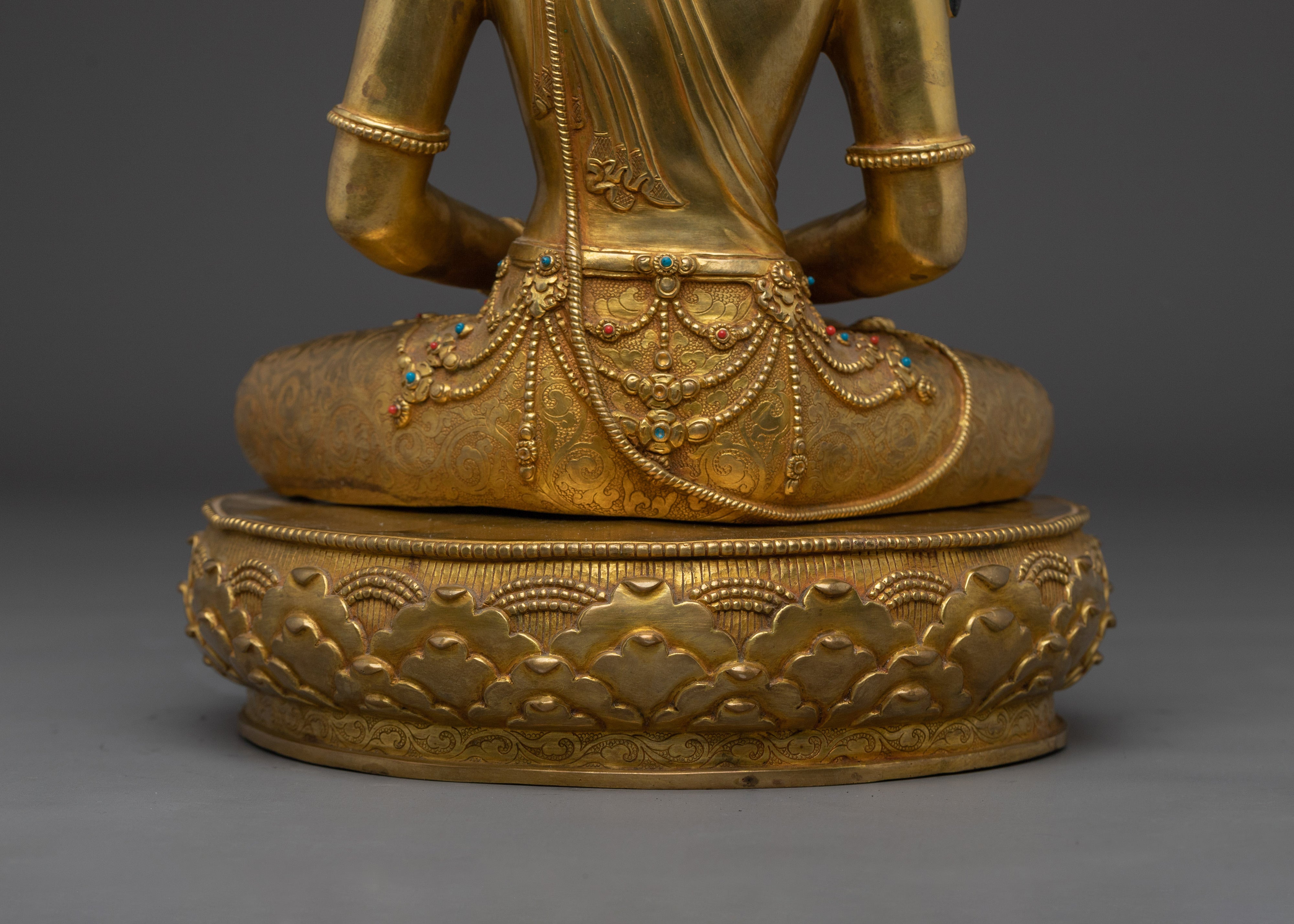 Tibetan Gold Gilded Crown Amitabha Buddha Statue | Peace & Wisdom Decor