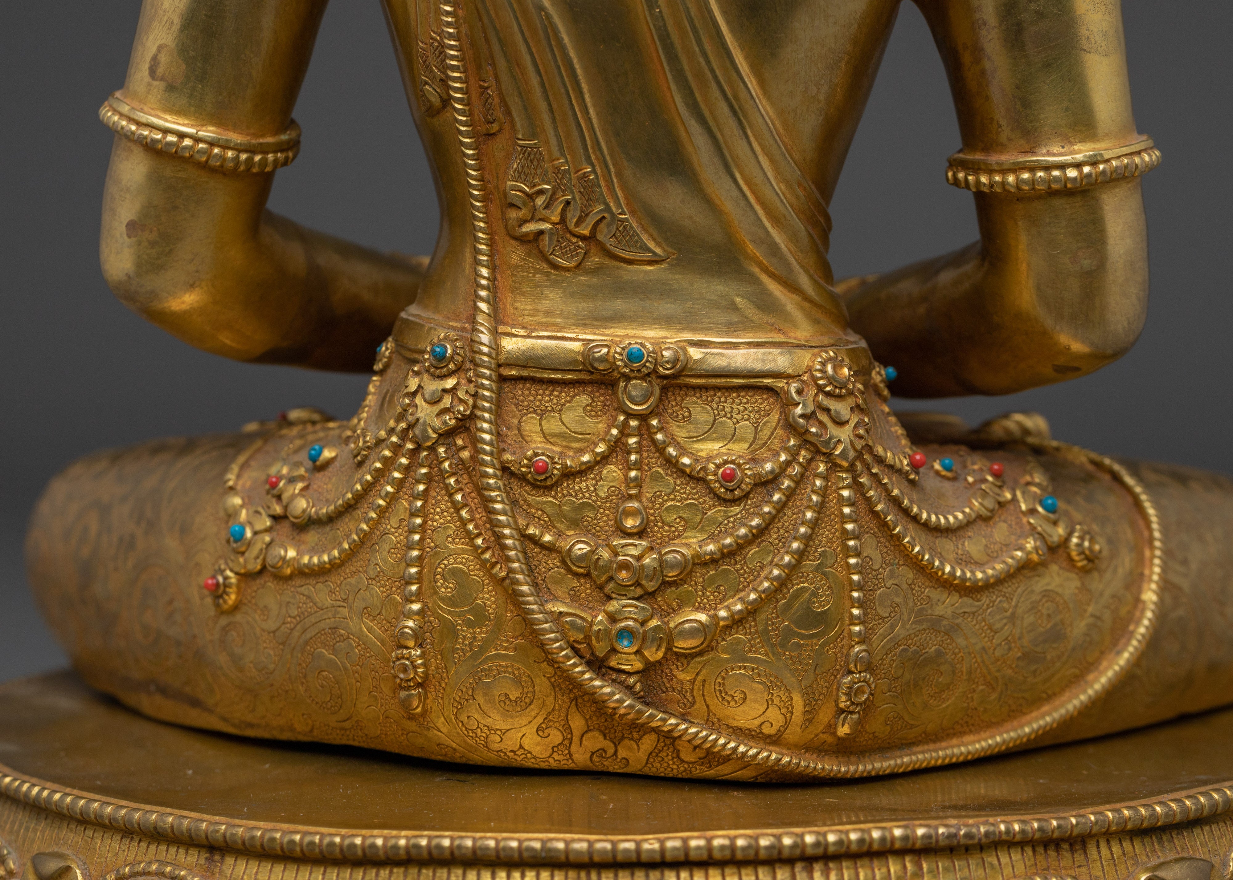 Tibetan Gold Gilded Crown Amitabha Buddha Statue | Peace & Wisdom Decor