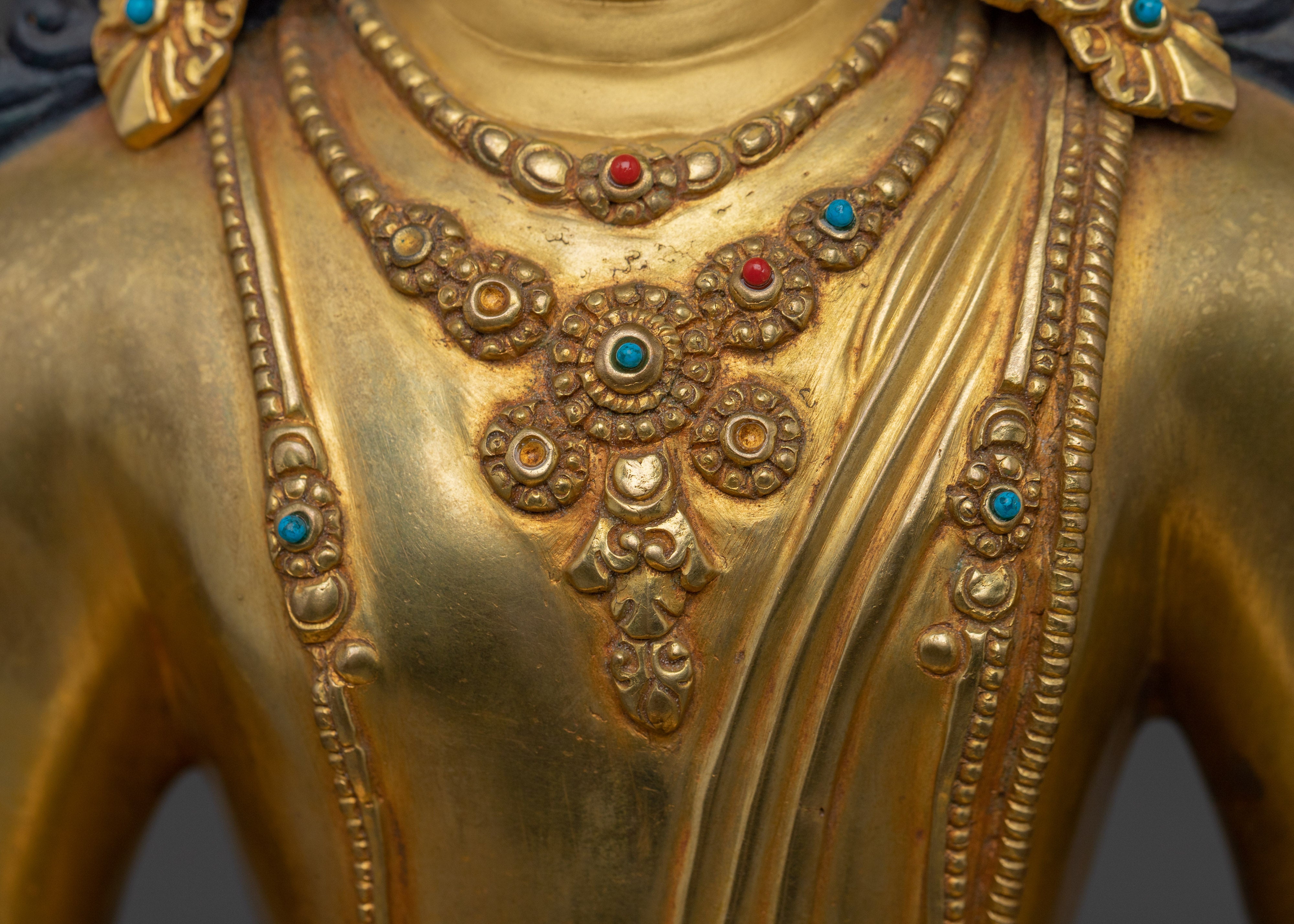 Tibetan Gold Gilded Crown Amitabha Buddha Statue | Peace & Wisdom Decor