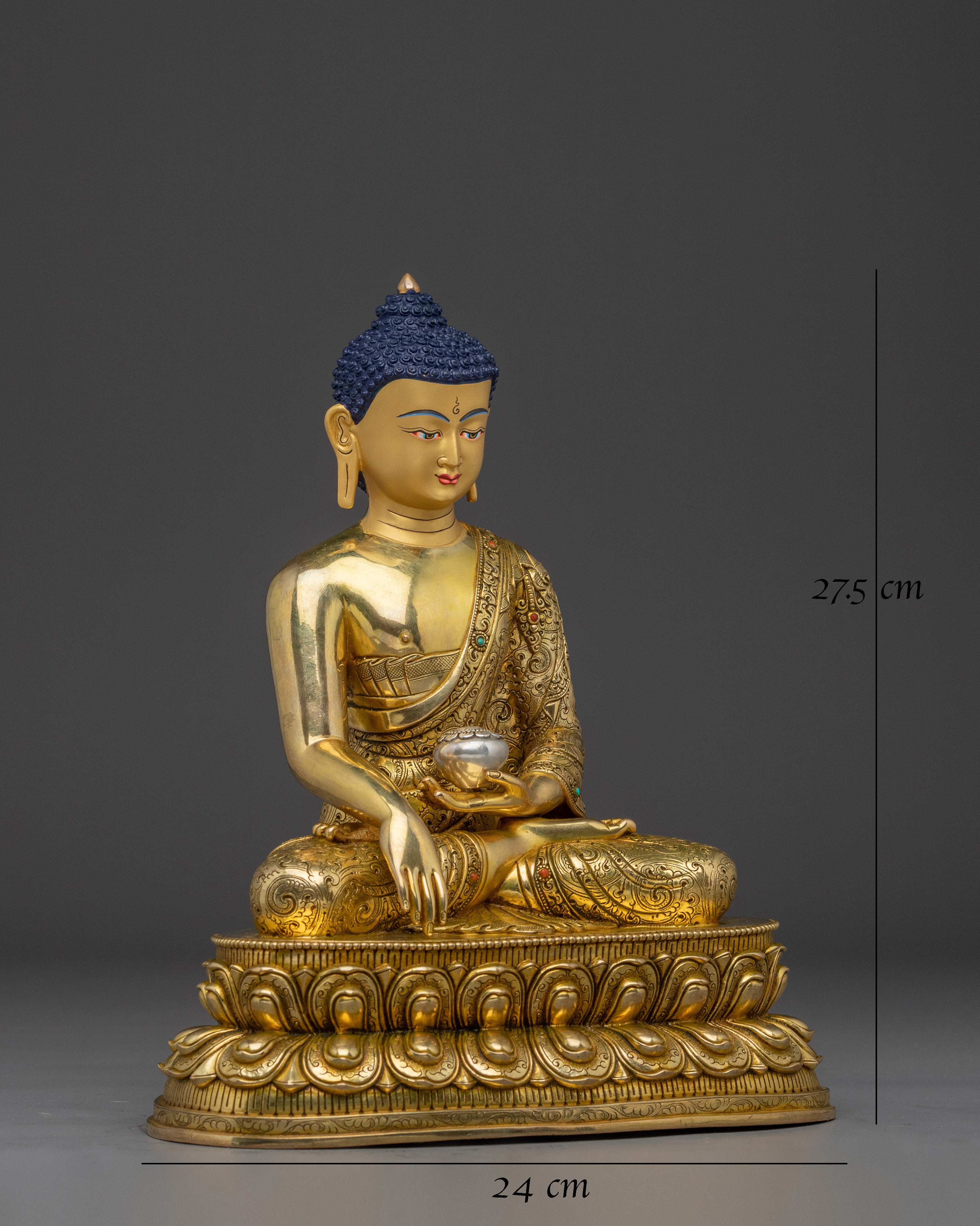  Shakyamuni Buddha Statue in 24K Gold Gilding 