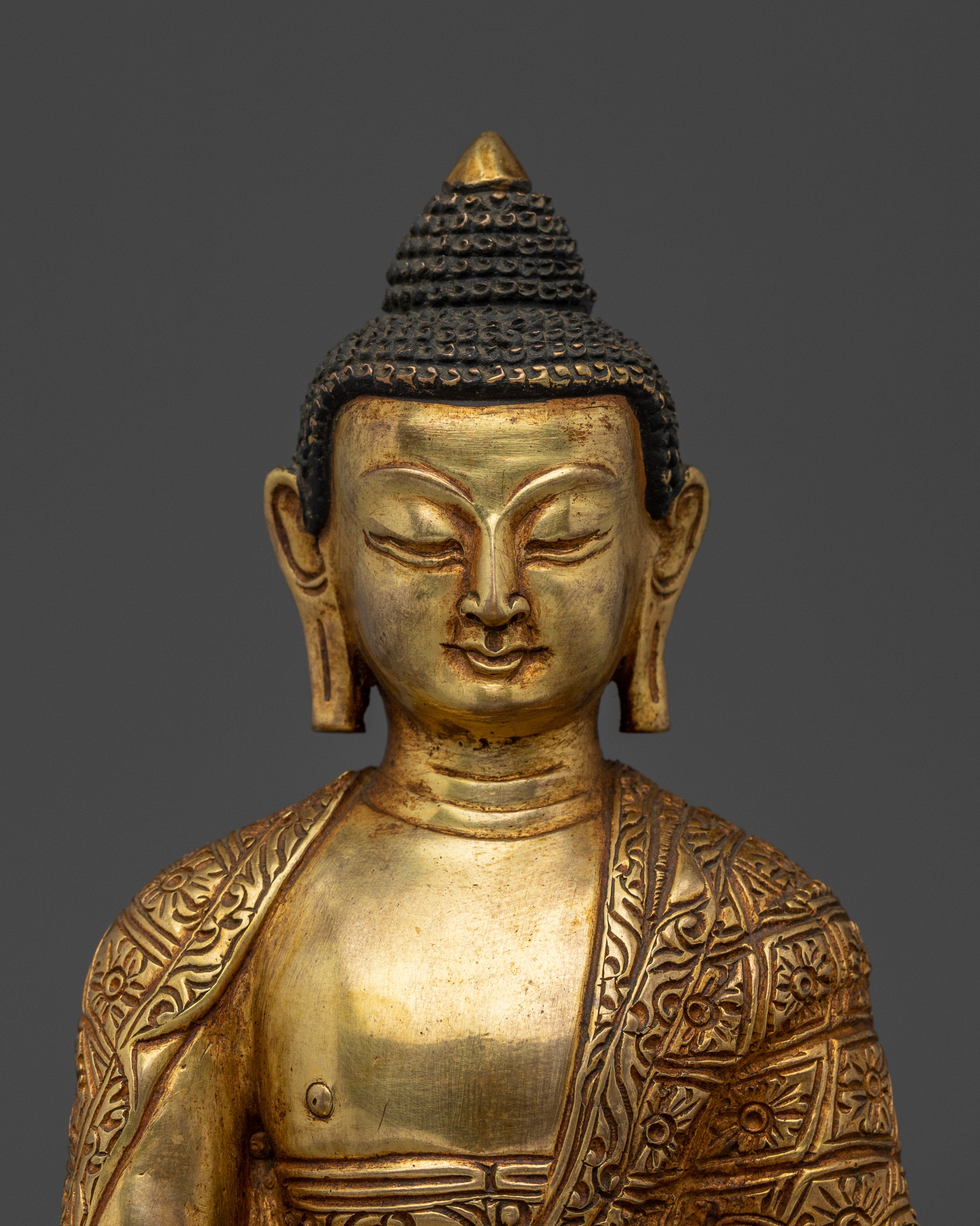 Golden Buddha Trinity Statue Set | Himalayan Handmade Artwork