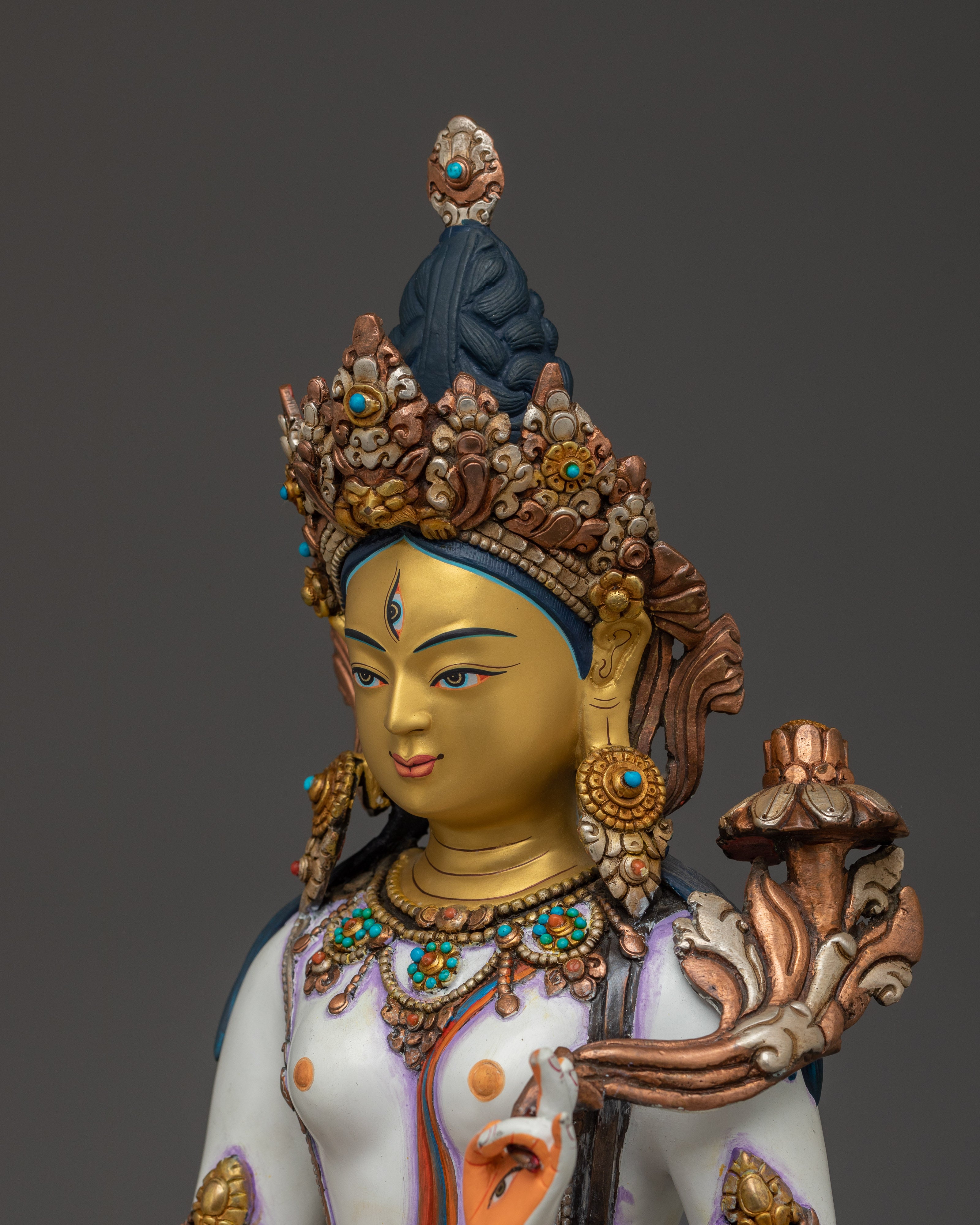 Himalayan Handcrafted White Tara Statue | Buddhist Decor Statue