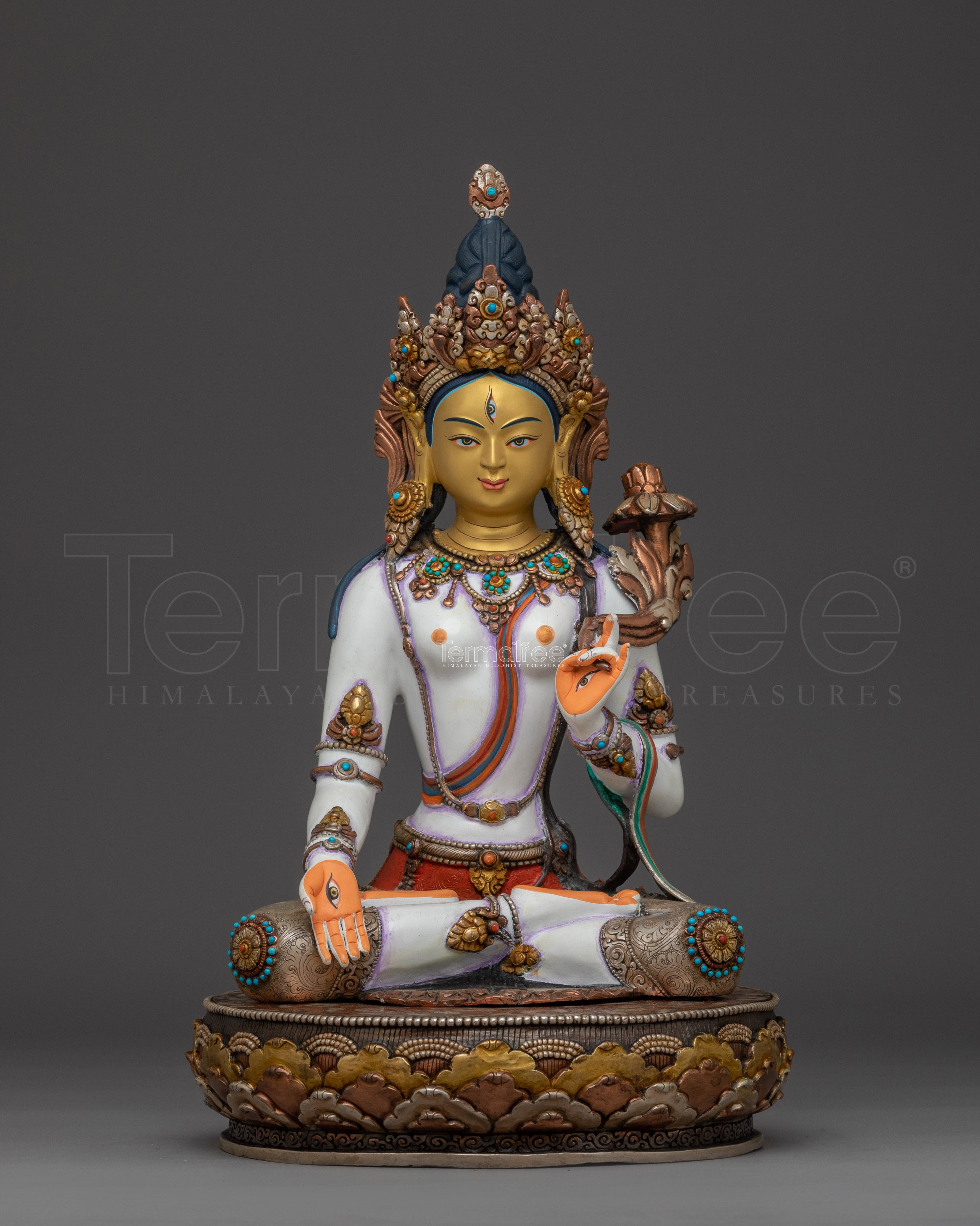 Himalayan Handcrafted White Tara Statue | Buddhist Decor Statue