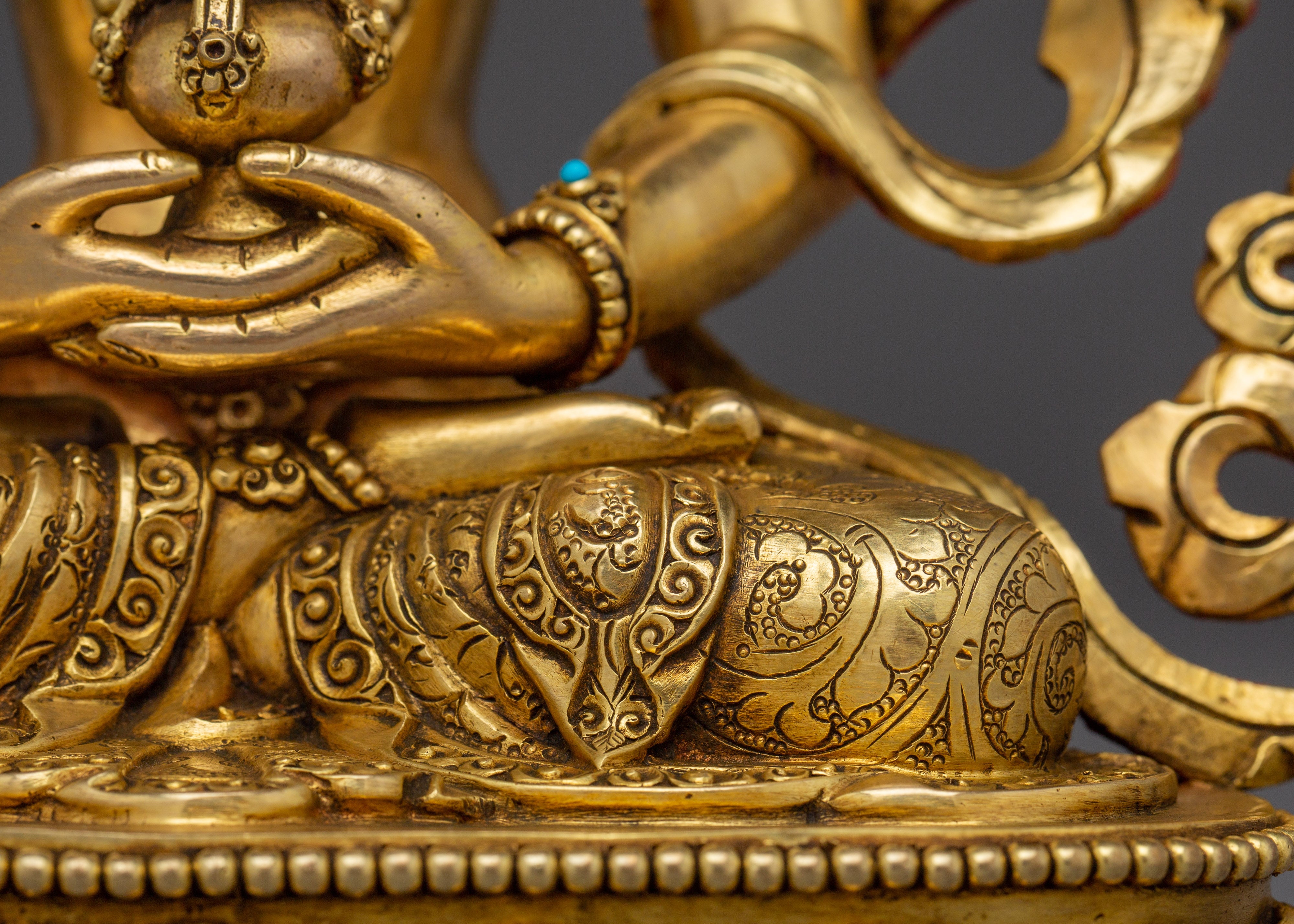 Serene Amitayus Handmade Statue | Golden Himalayan Artwork