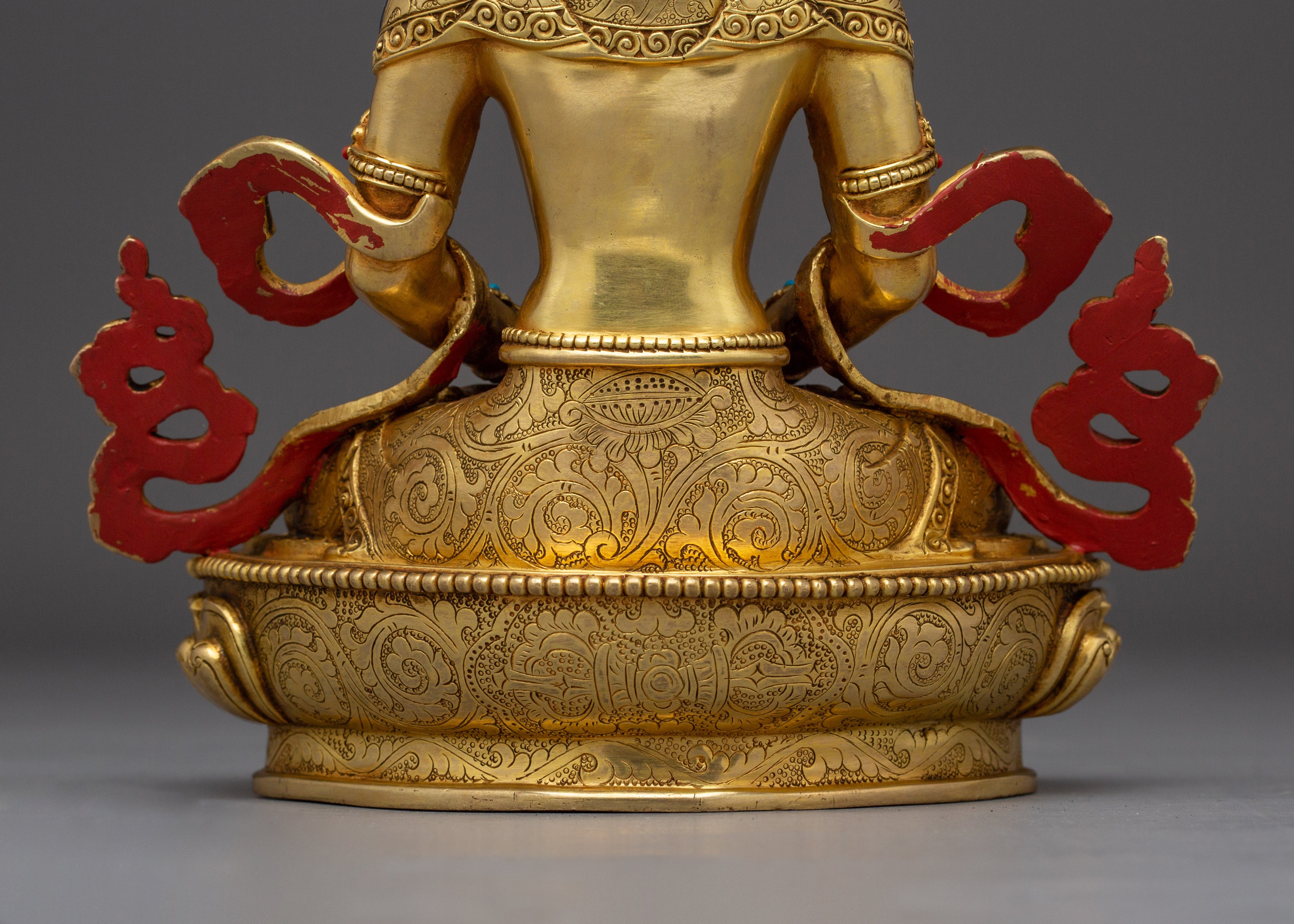 Serene Amitayus Handmade Statue | Golden Himalayan Artwork
