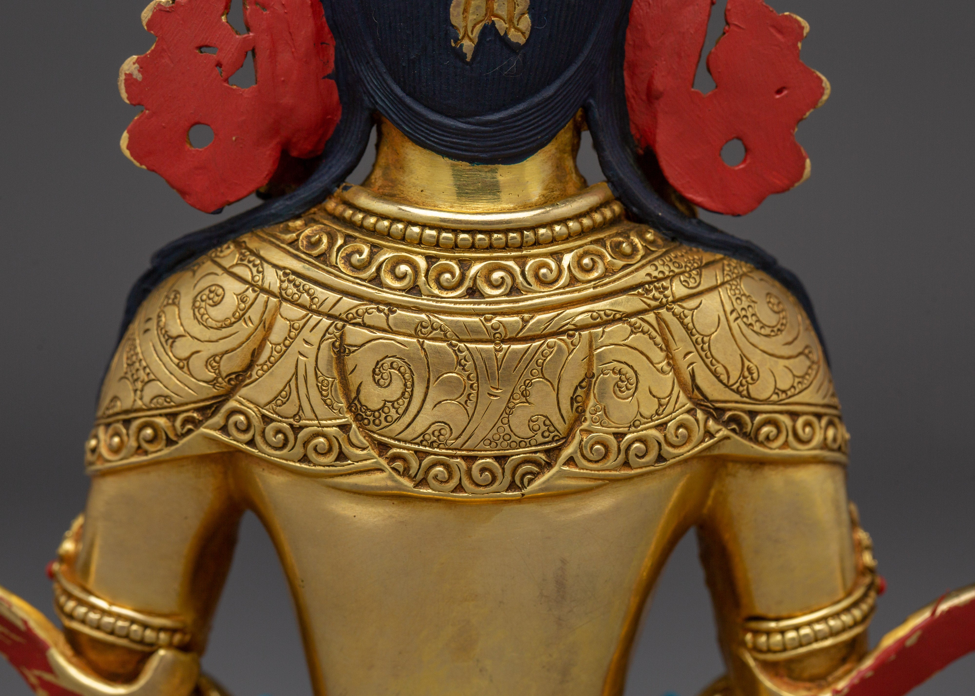 Serene Amitayus Handmade Statue | Golden Himalayan Artwork