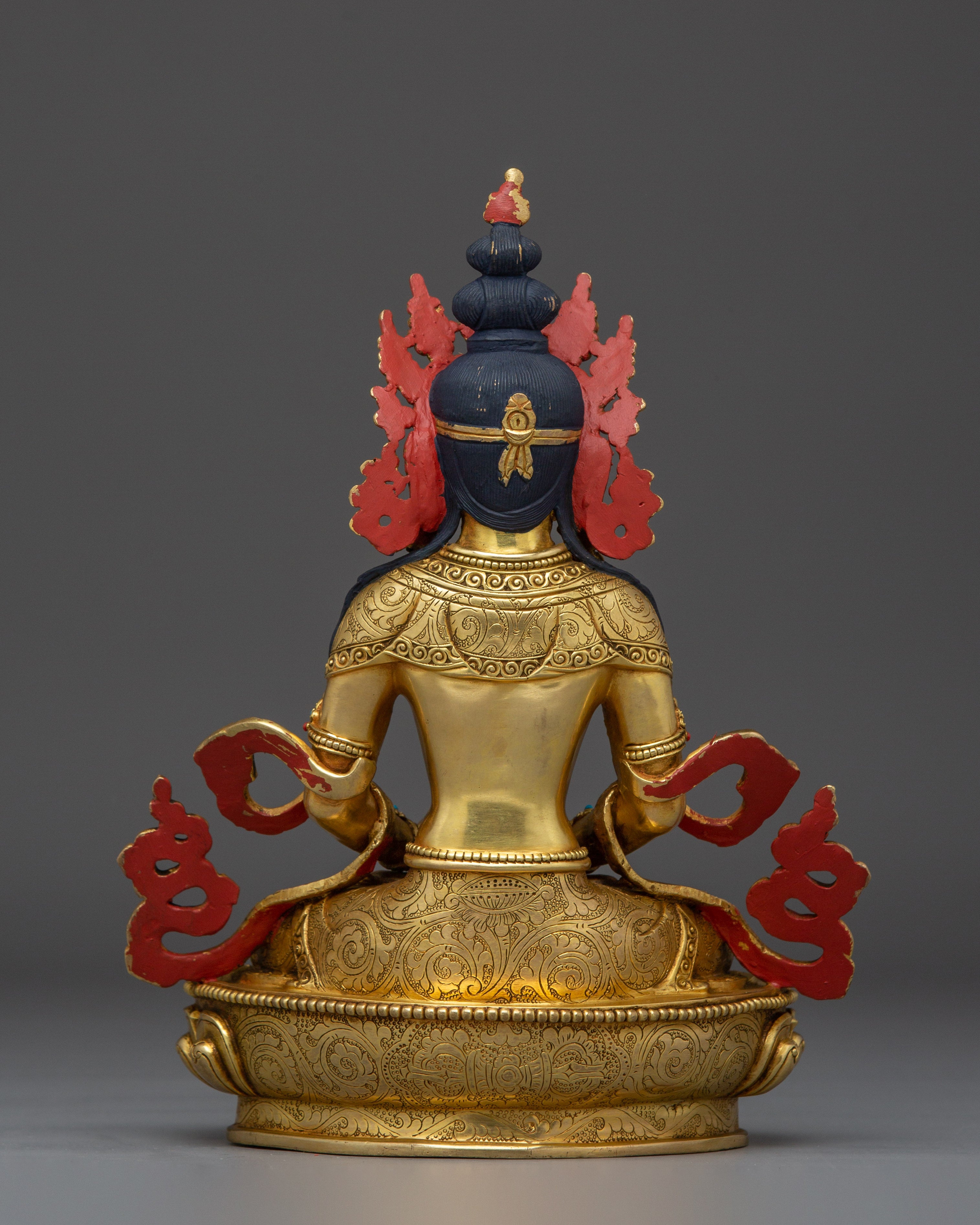 Serene Amitayus Handmade Statue | Golden Himalayan Artwork