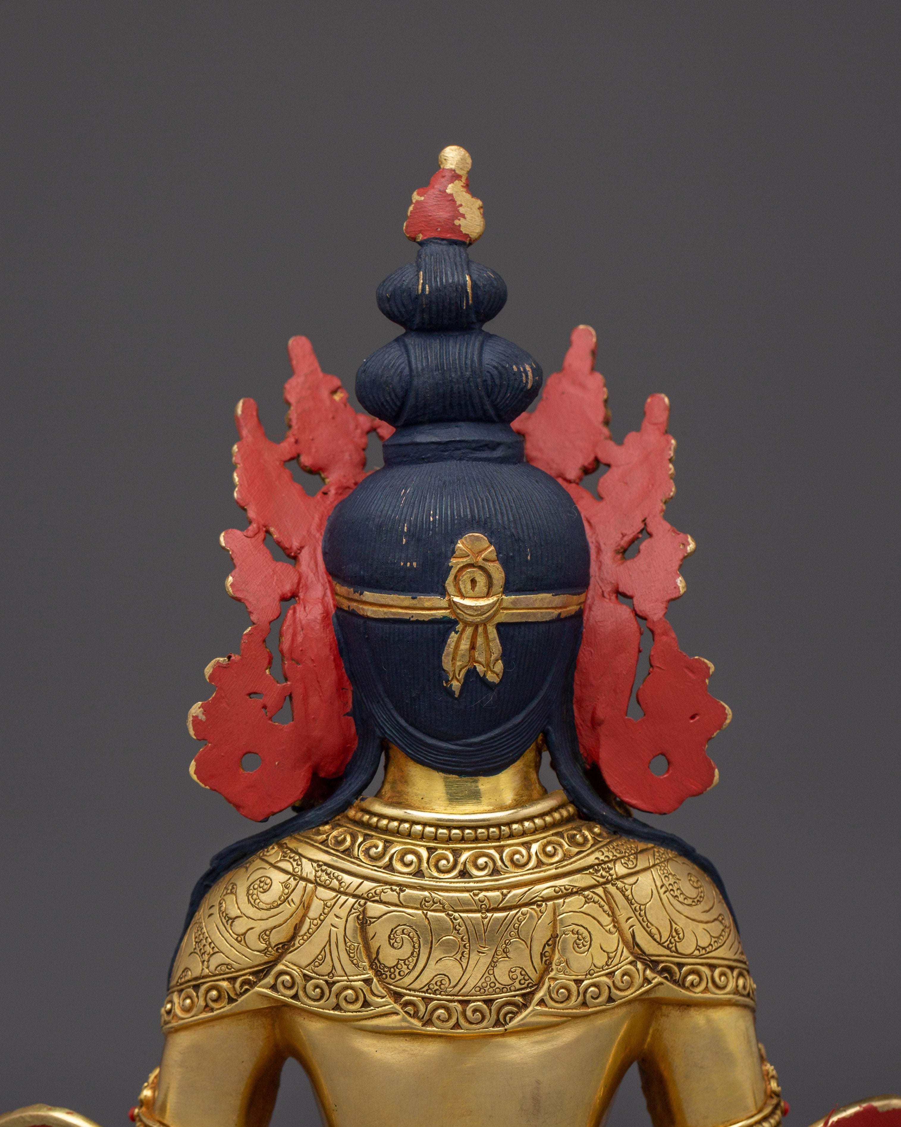 Serene Amitayus Handmade Statue | Golden Himalayan Artwork