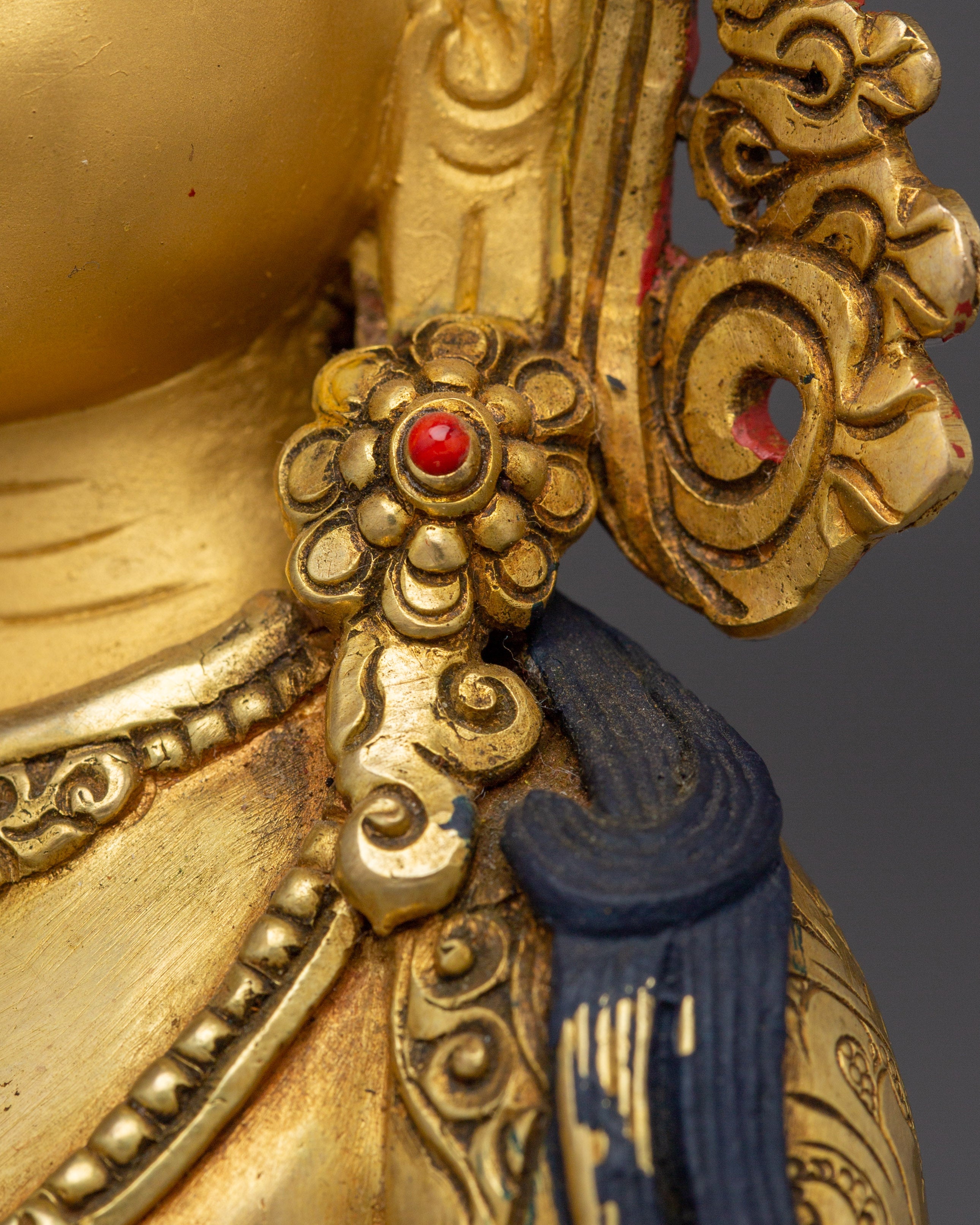 Serene Amitayus Handmade Statue | Golden Himalayan Artwork