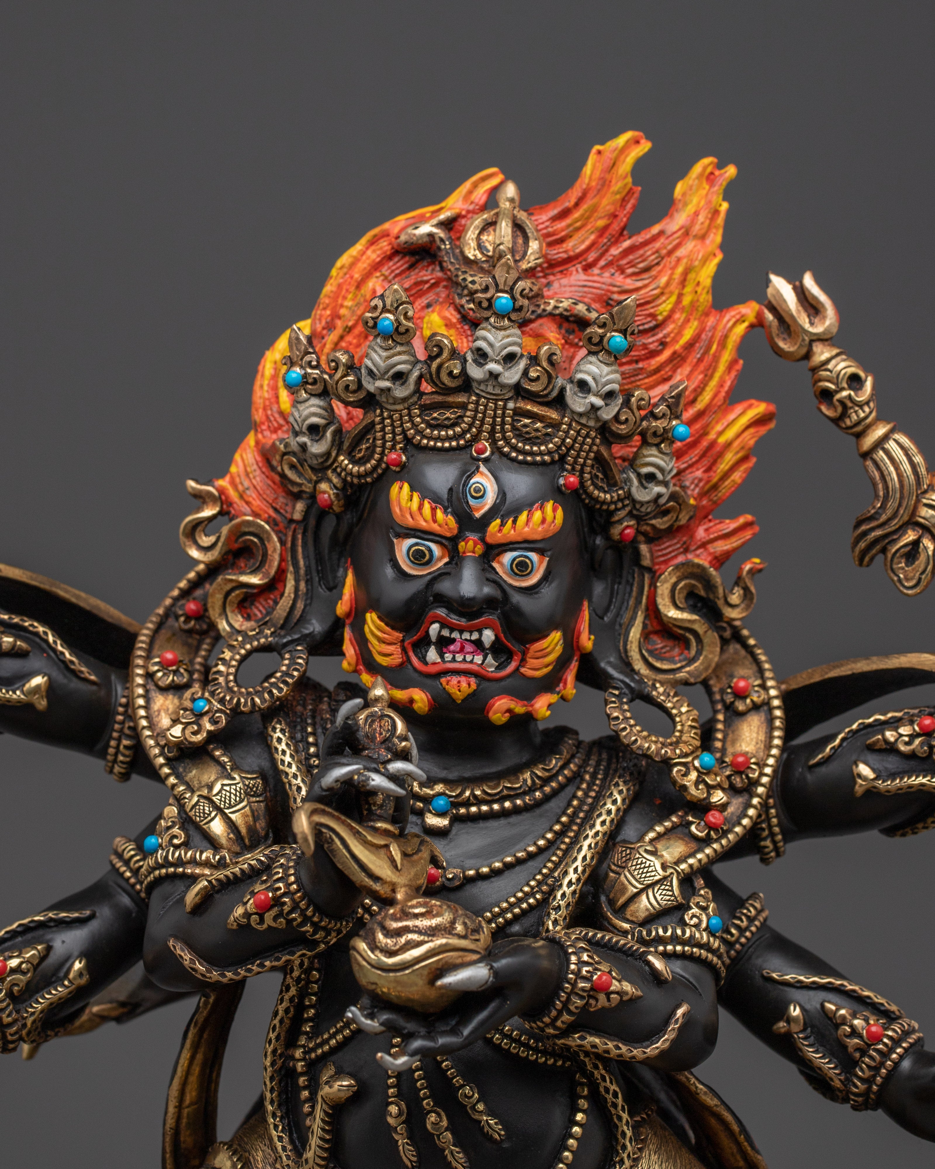 Wrathful Six Armed Mahakala Statue | Guardian of the Dharma