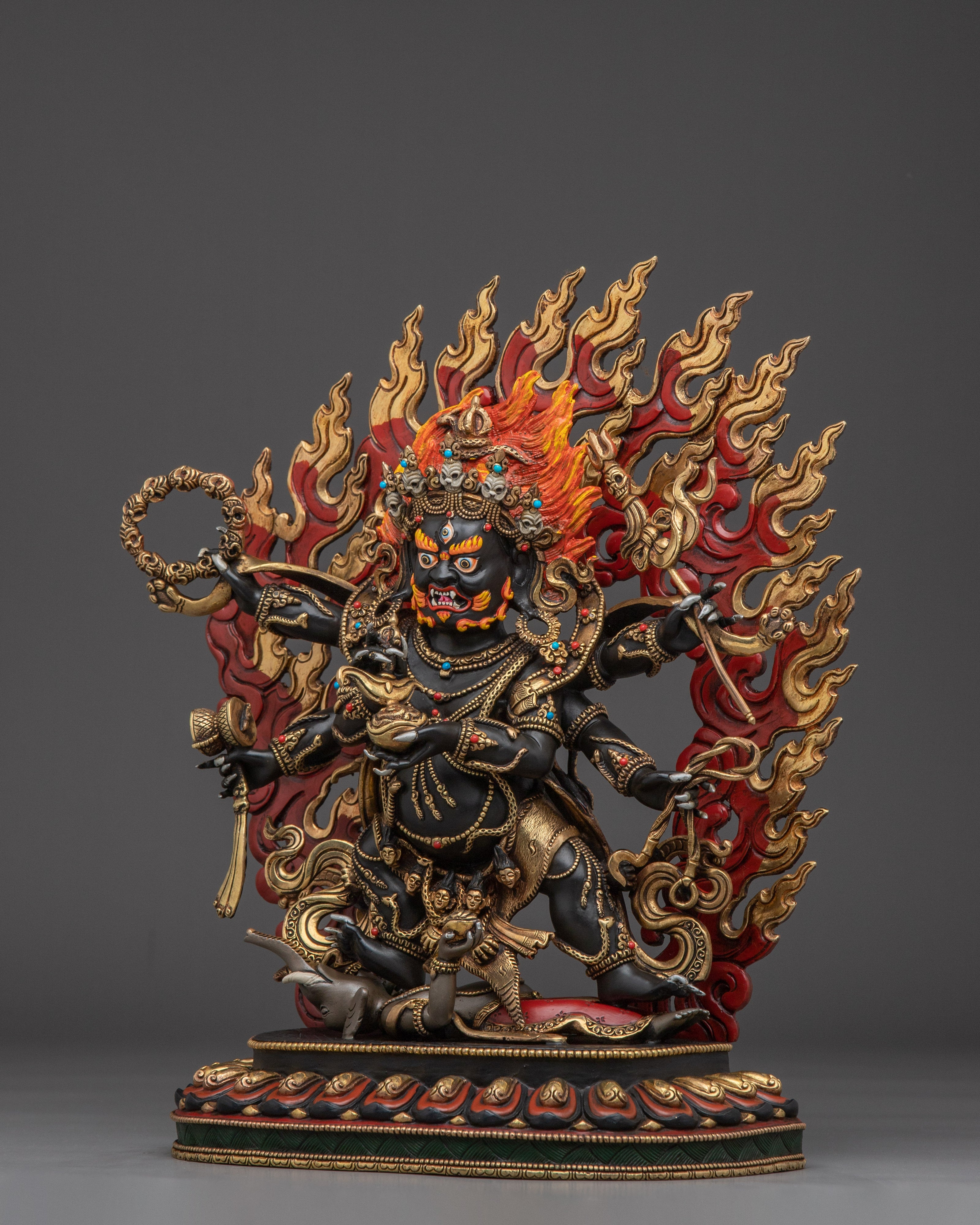 Wrathful Six Armed Mahakala Statue | Guardian of the Dharma