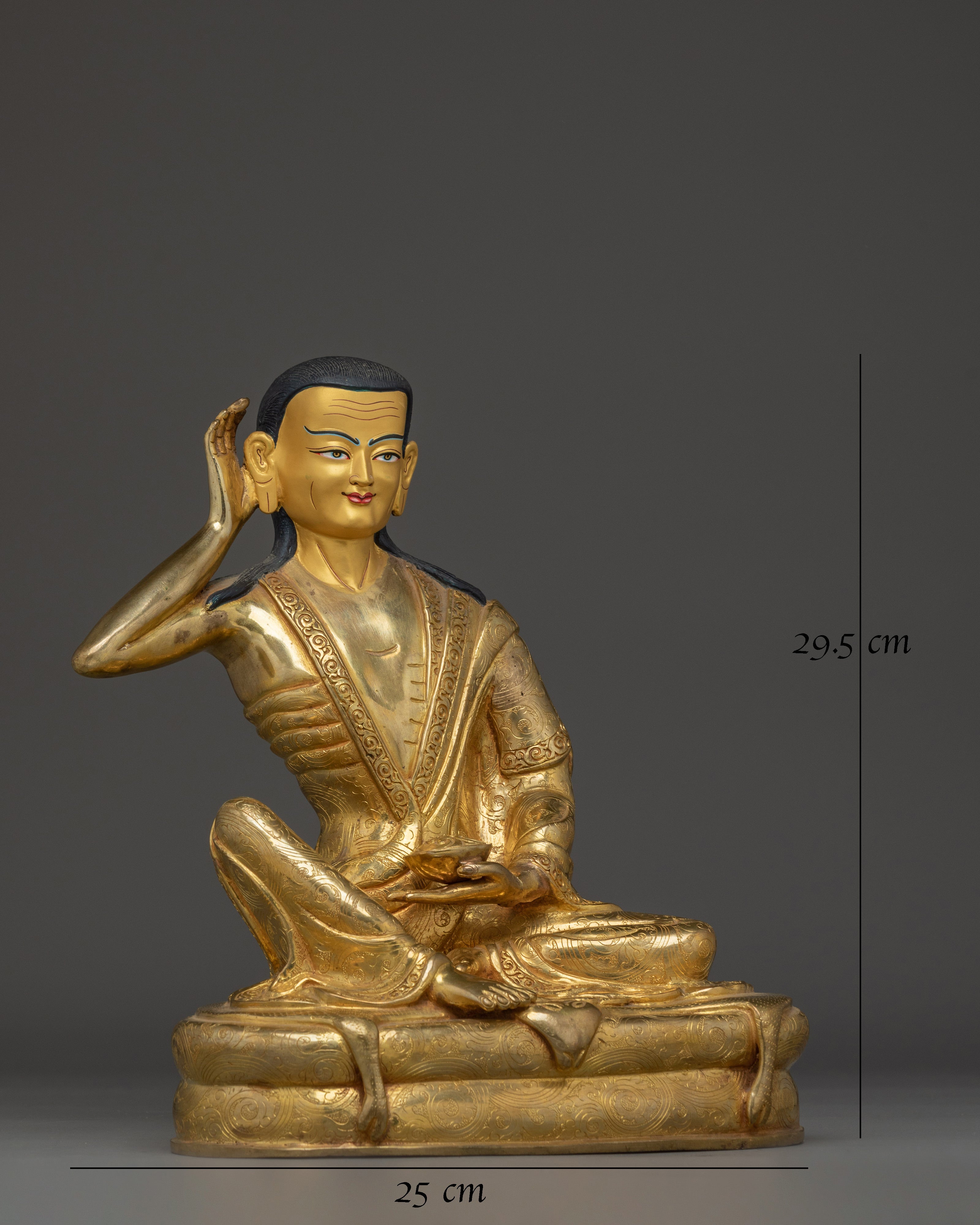 24K Gold Gilded Milarepa Statue 